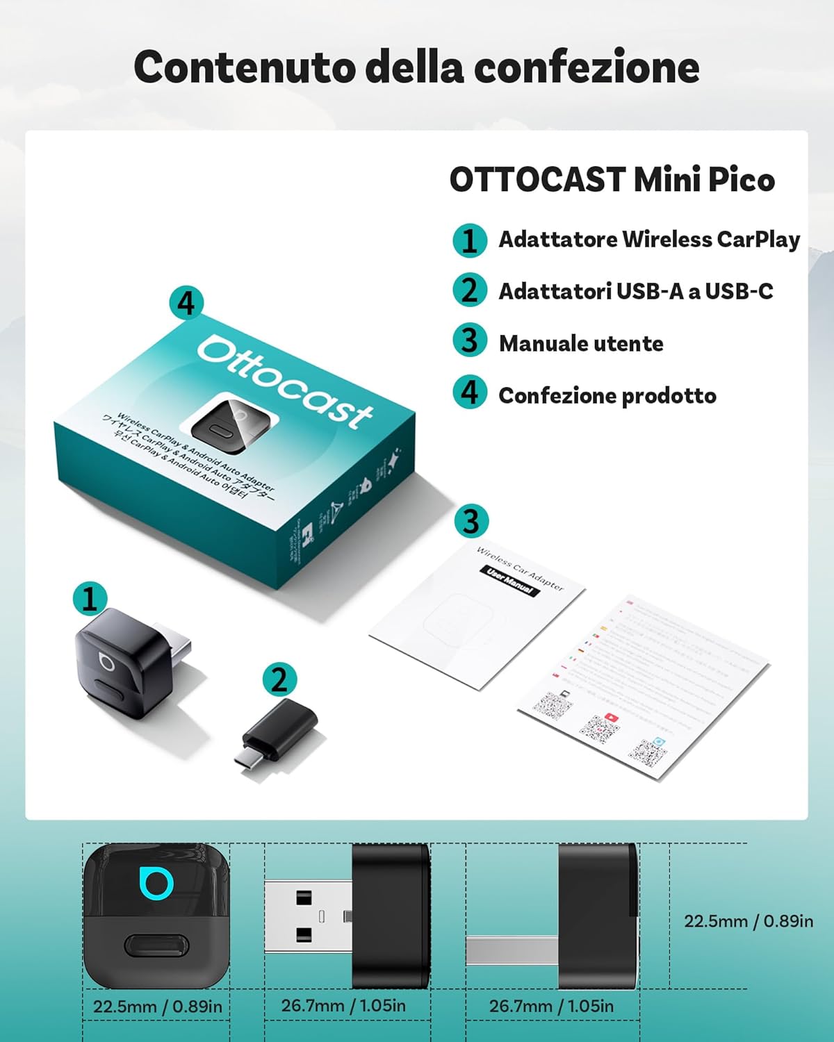 Ottocast Mini Pico CarPlay Adattatore Wireless 2026 - immagine 9