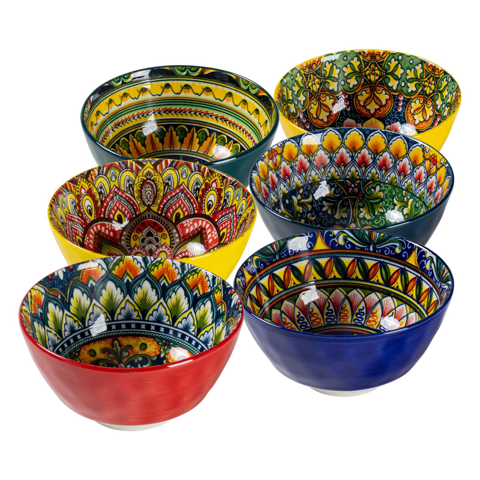 Insalatiere, 6 Ciotole in Ceramica Colorata 750ml