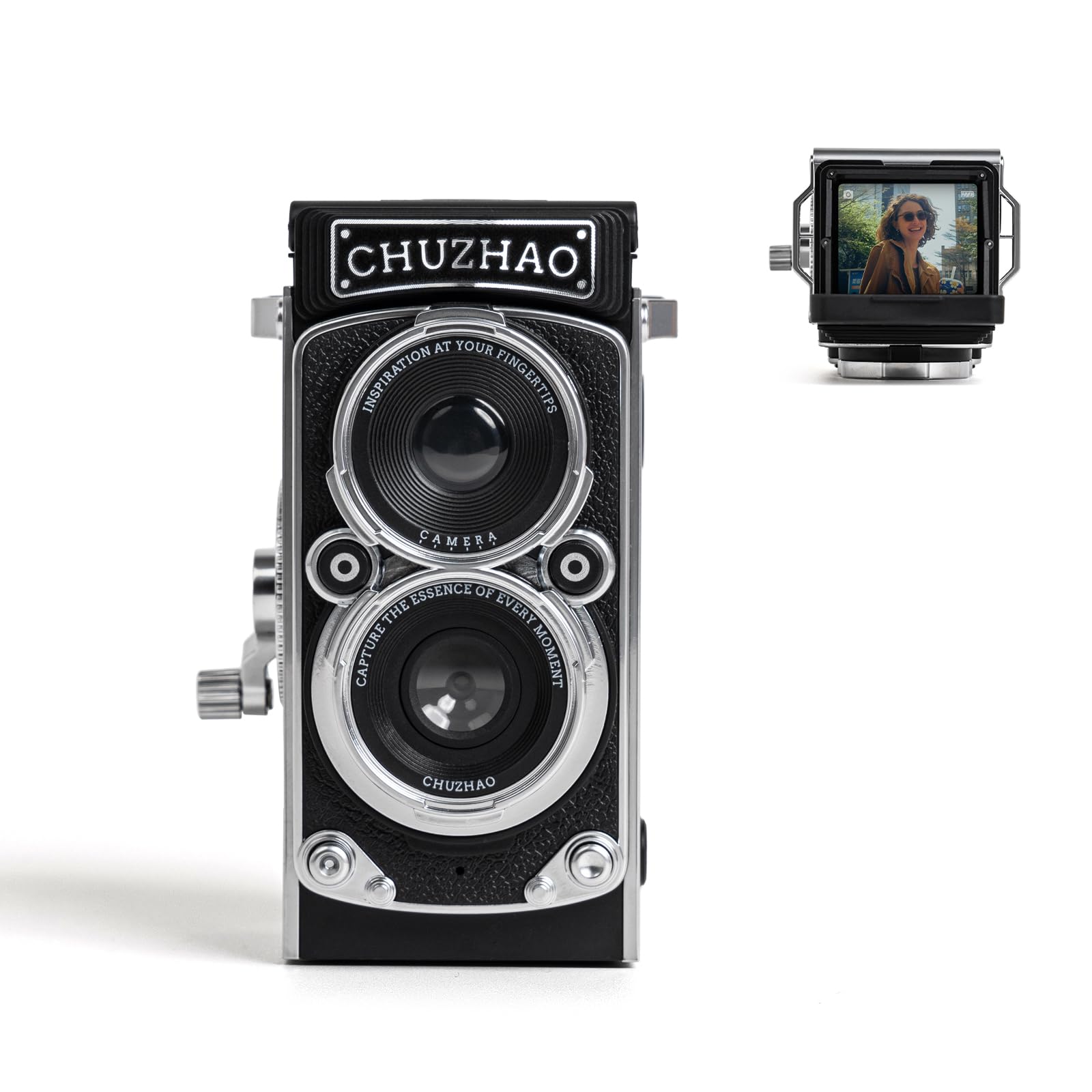 Chuzhao Mini Fotocamera Digitale Vintage 12MP, Nera