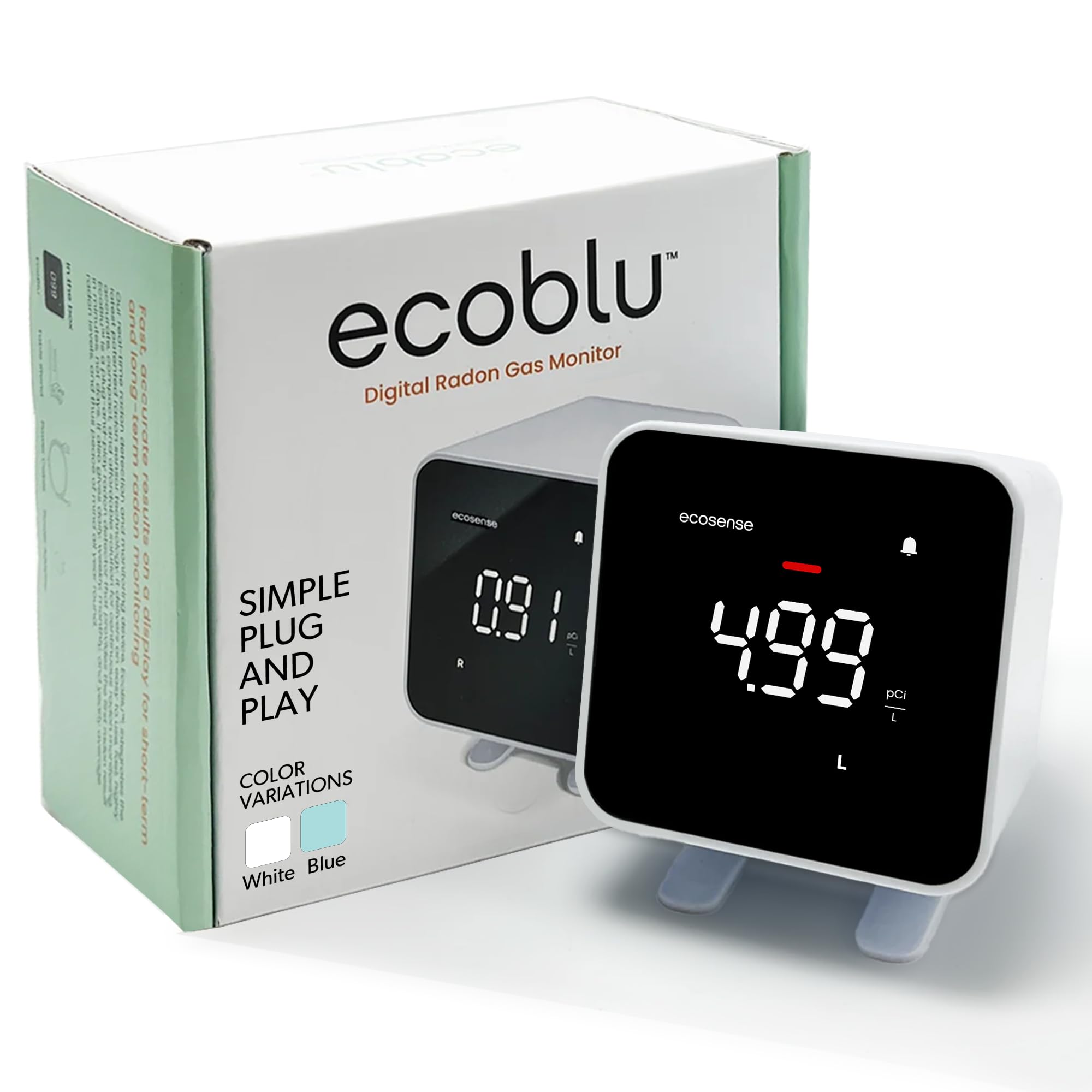 Ecosense EB100 EcoBlu - Rilevatore Radon Domestico