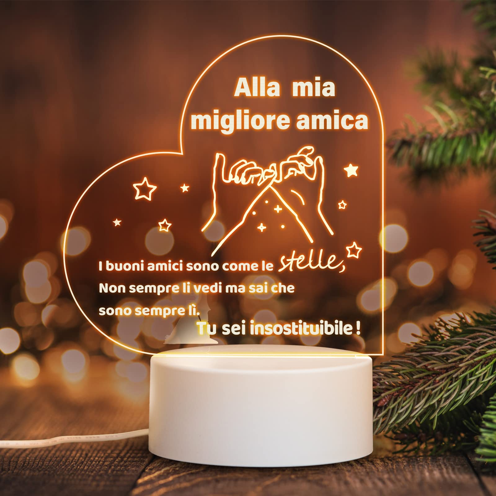 HooJtny Luce Notturna a LED - Regalo Amica Compleanno