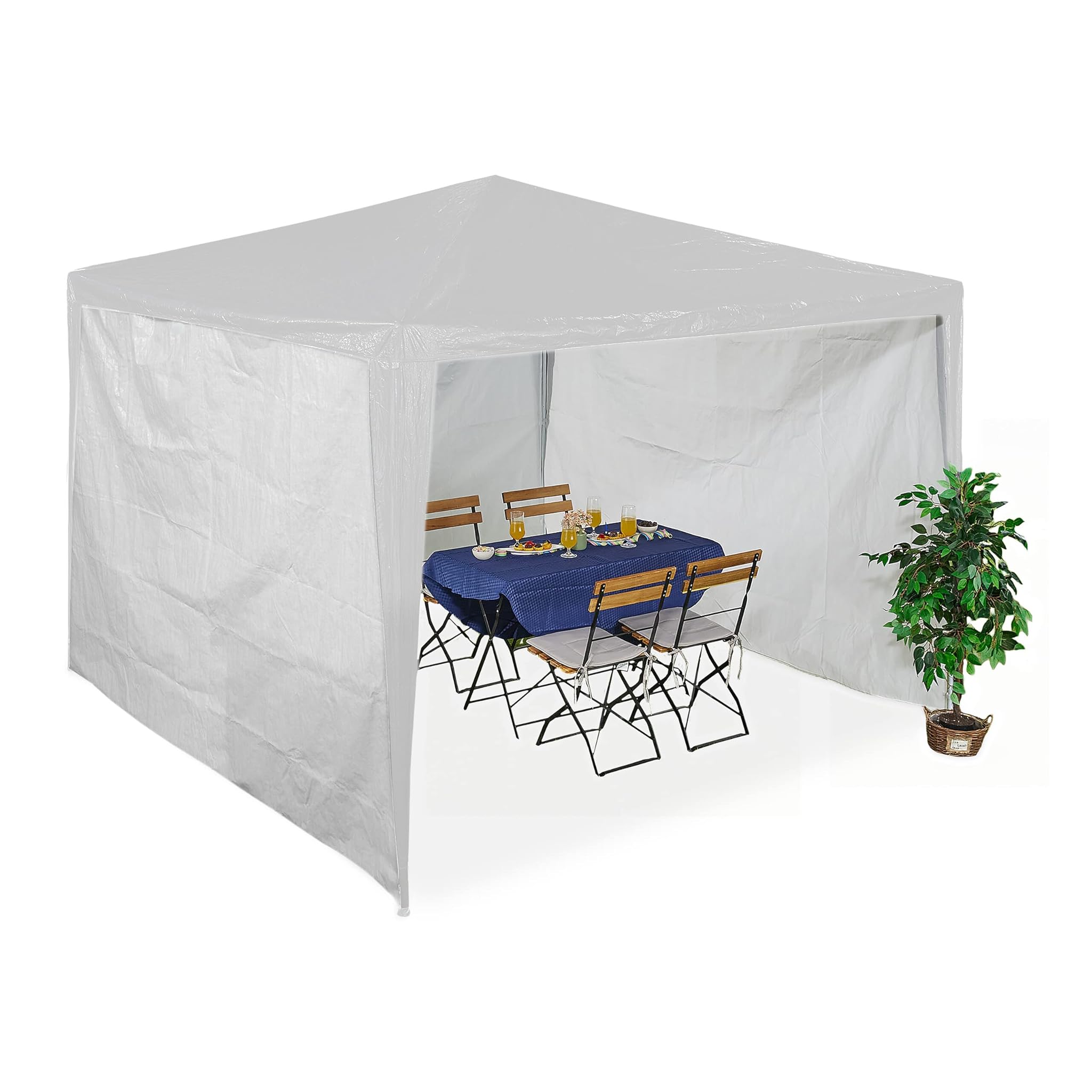 Relaxdays Tende Laterali per Gazebo 2x3m, Set 3, Bianco