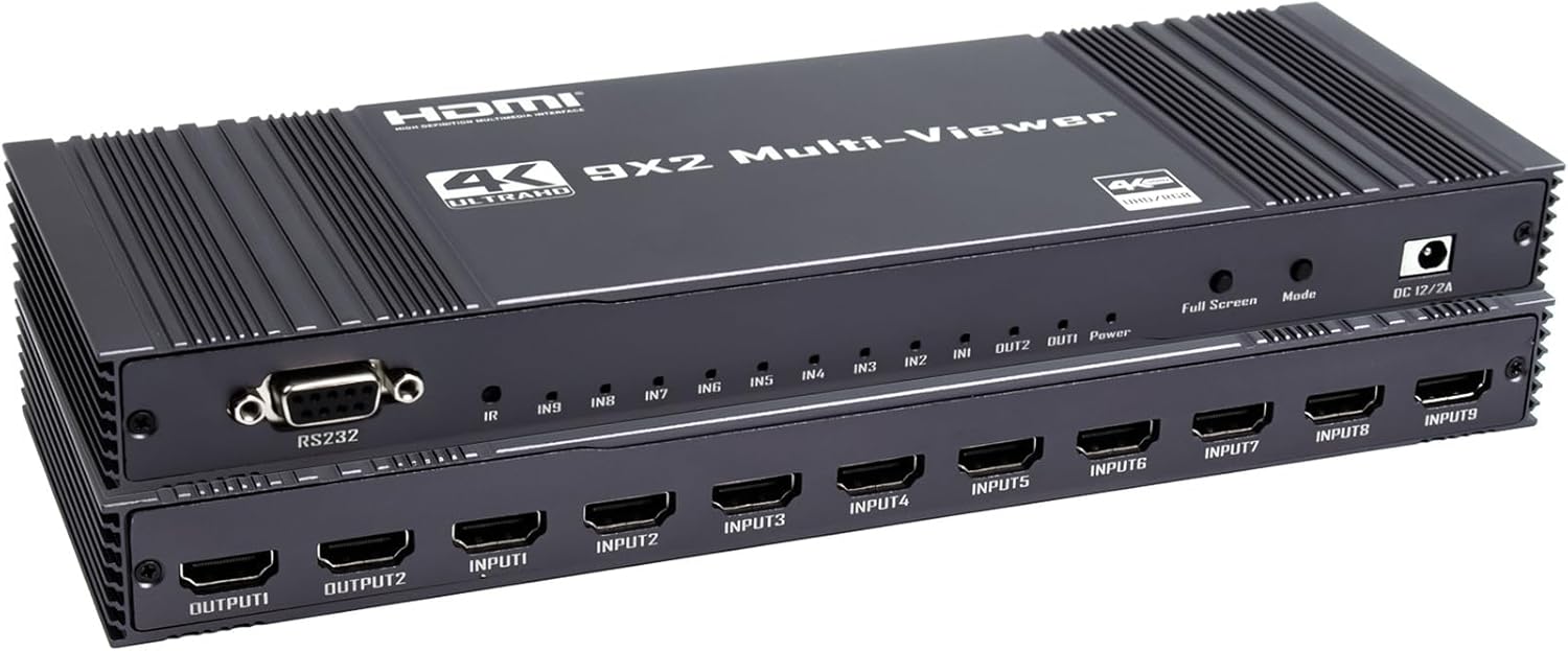 Interruttore Multiviewer HDMI 9x2 4K30Hz - immagine 1