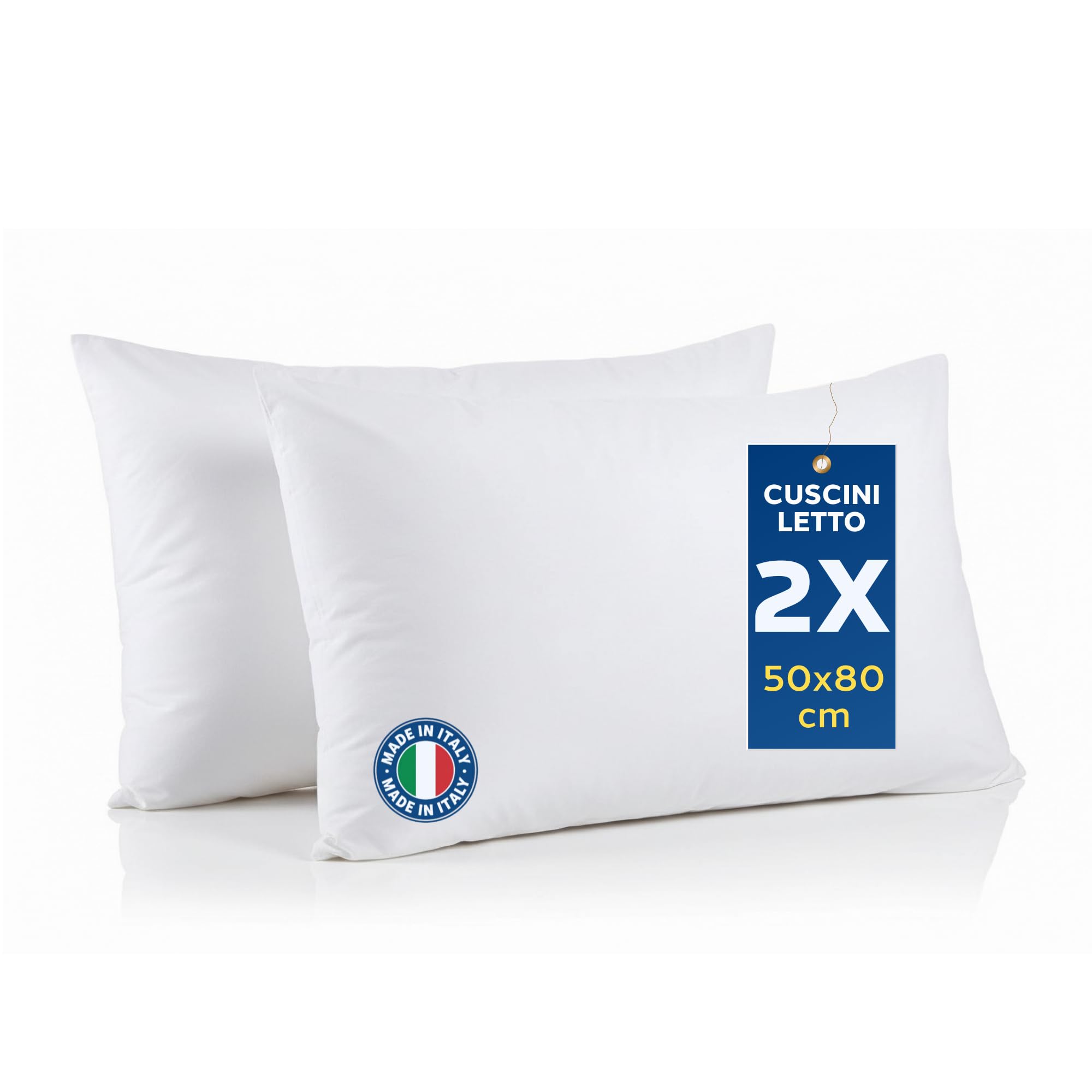 Caleffi - Cuscini Letto per Dormire 50x80 cm (2 Pezzi)