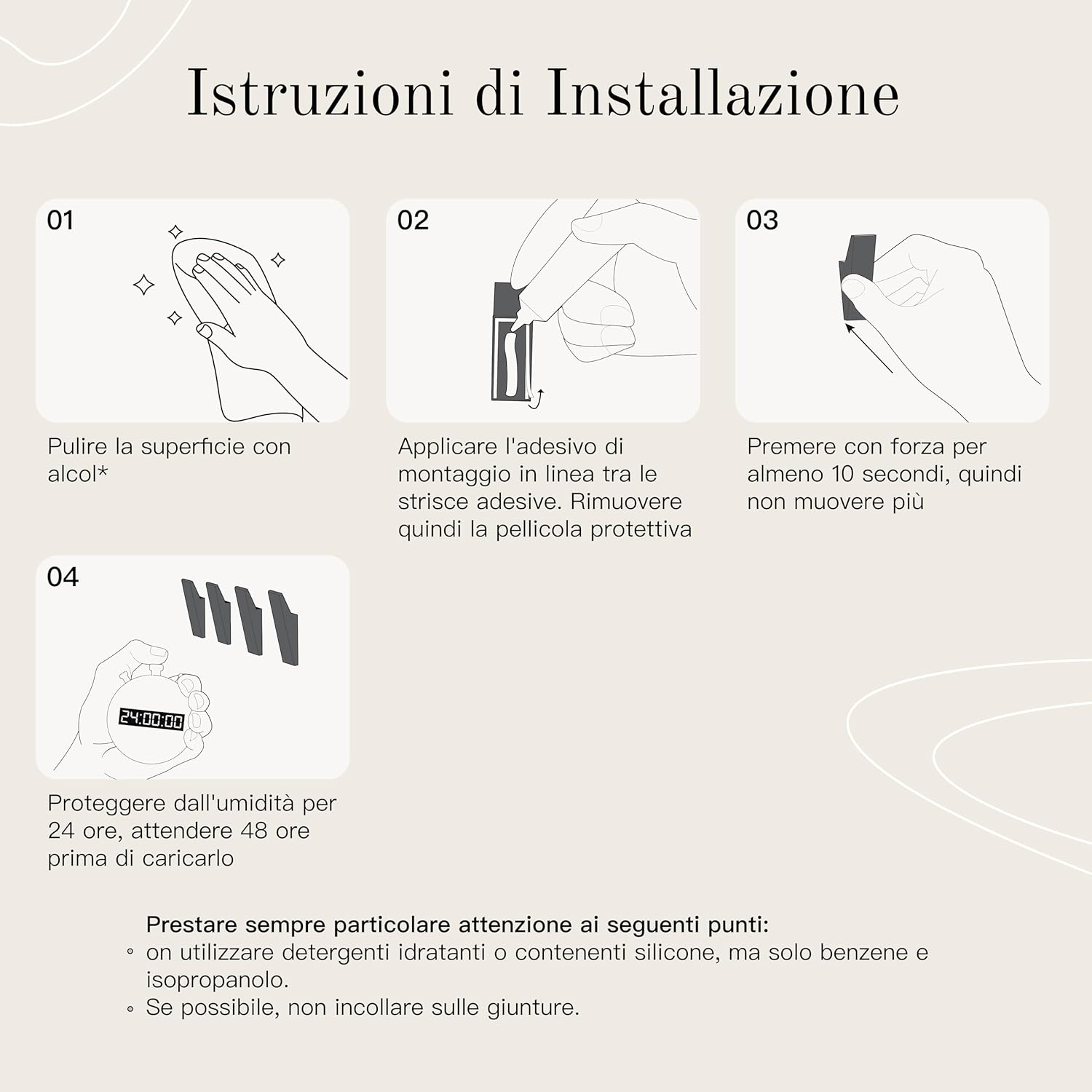 Design Amburgo Ganci Adesivi Forti 4 Pezzi, Nero - immagine 5