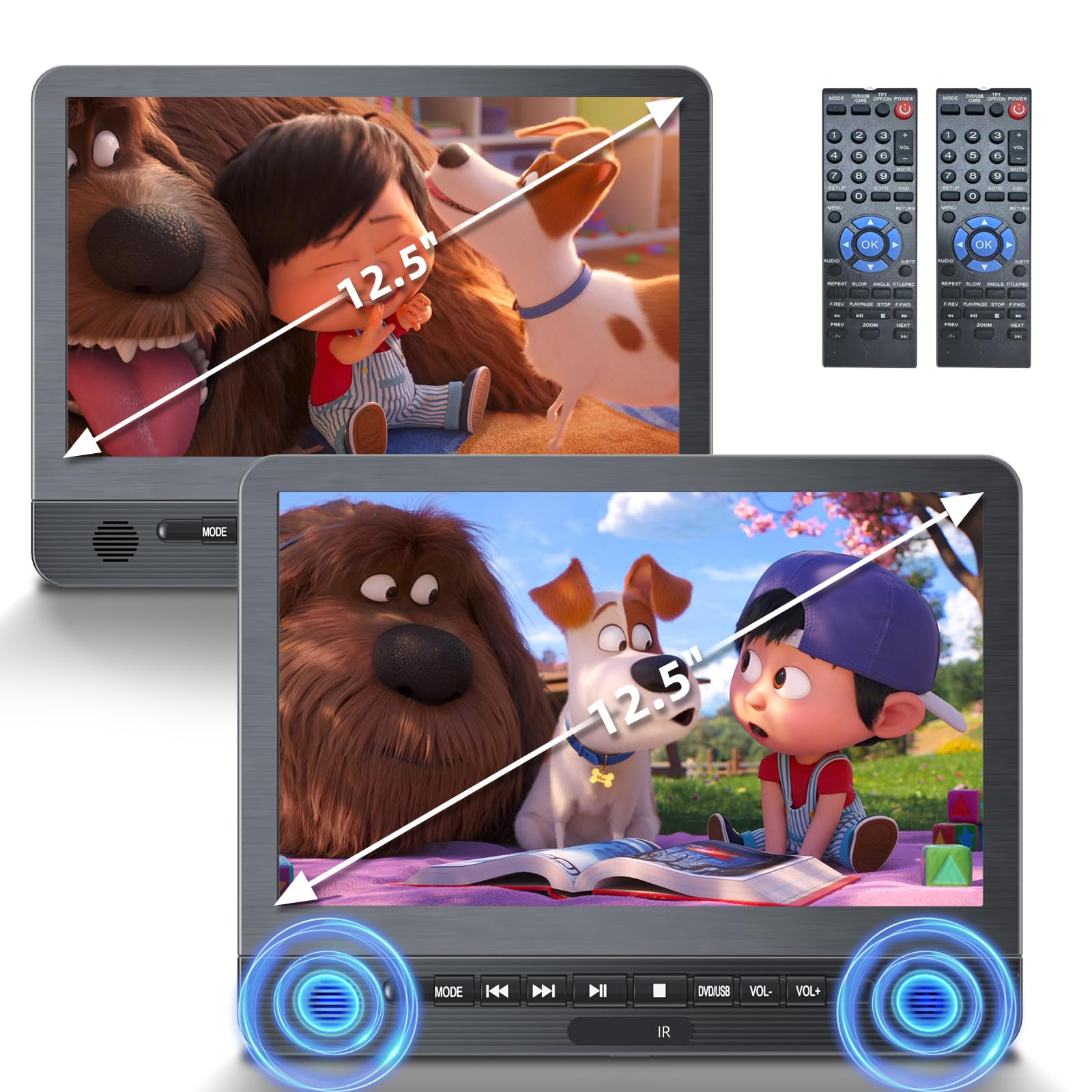 Desobry Lettore DVD per Auto 12,5'' Doppio Schermo