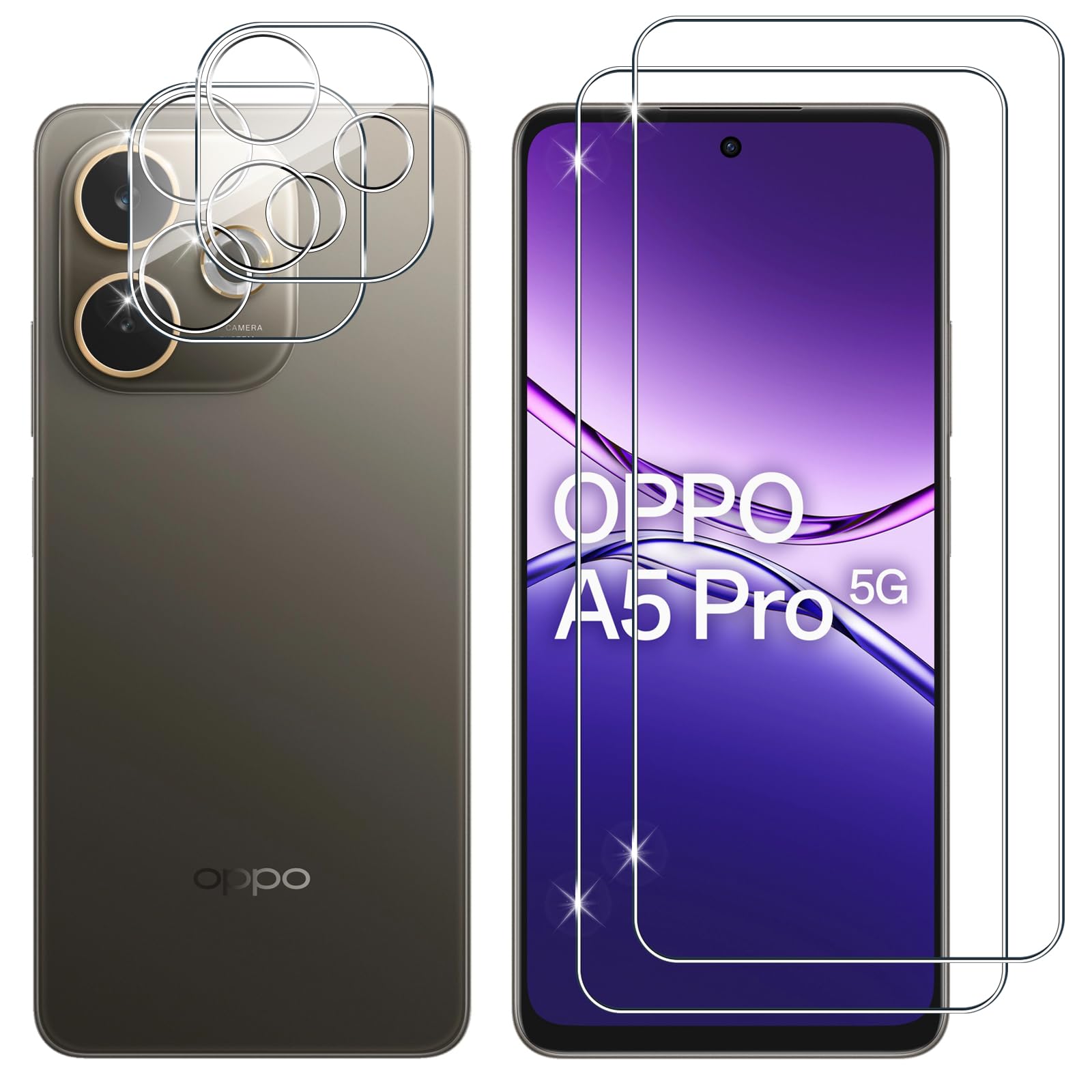 Lutree Vetro Temperato per OPPO A5 Pro 4G/5G (2+2 Pezzi)