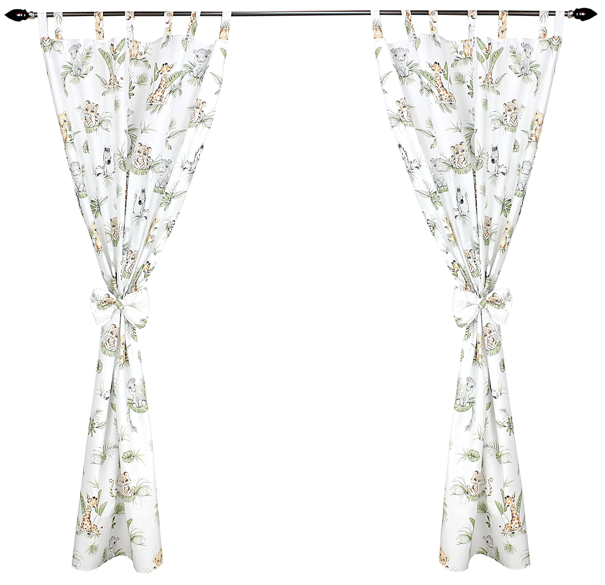 TupTam Tende con Bracciali per Camerette per Bambini 2 pz, Safari/Leone/Marrone/Foglie/Verde, c. 155x95 cm