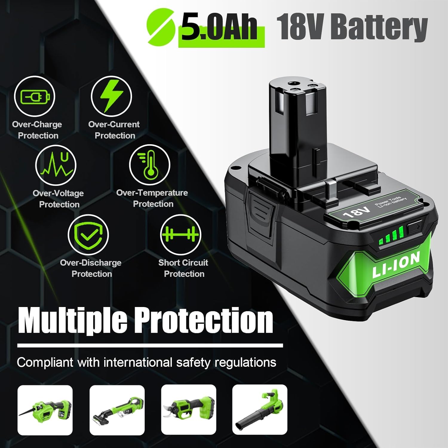Batteria 5000 mAh per Ryobi 18V One+ - immagine 2