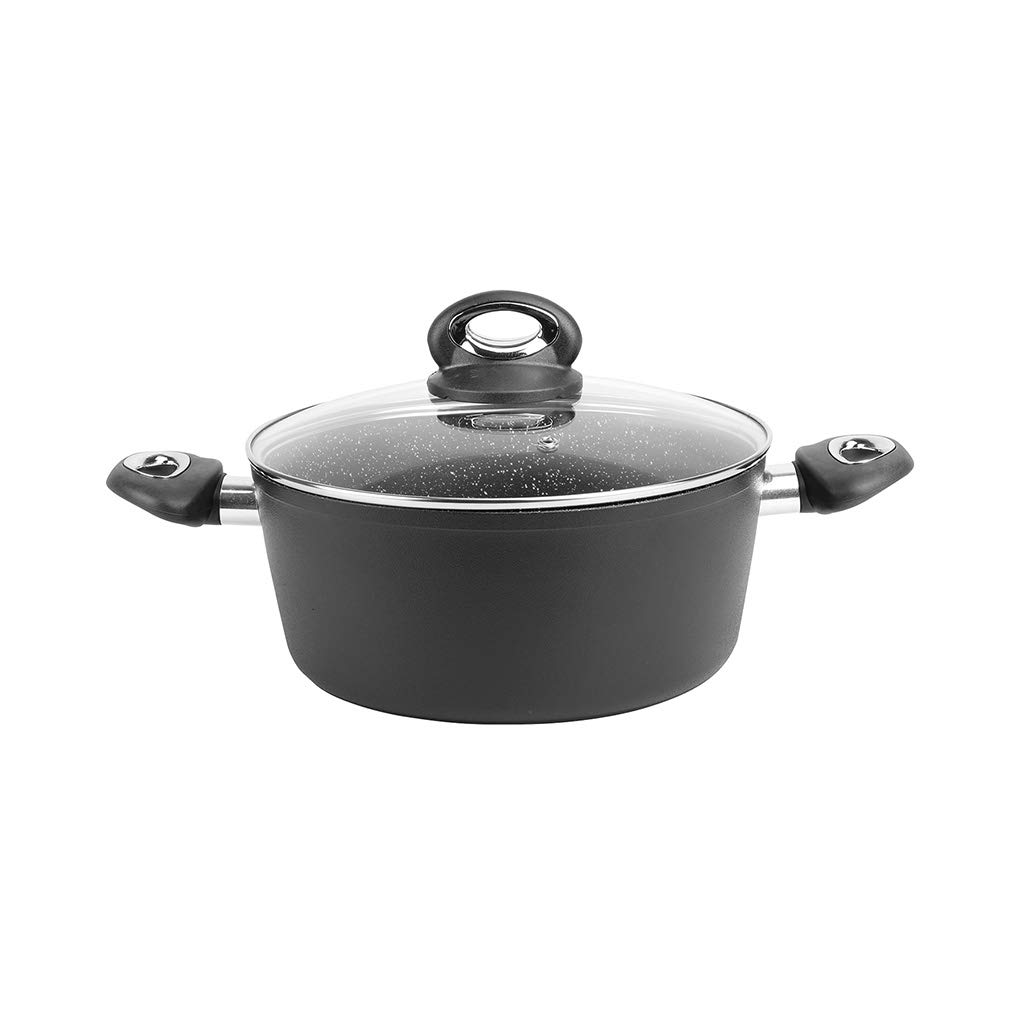 Sitram Casseruola Granité diam. 24 cm, Alluminio, Nero