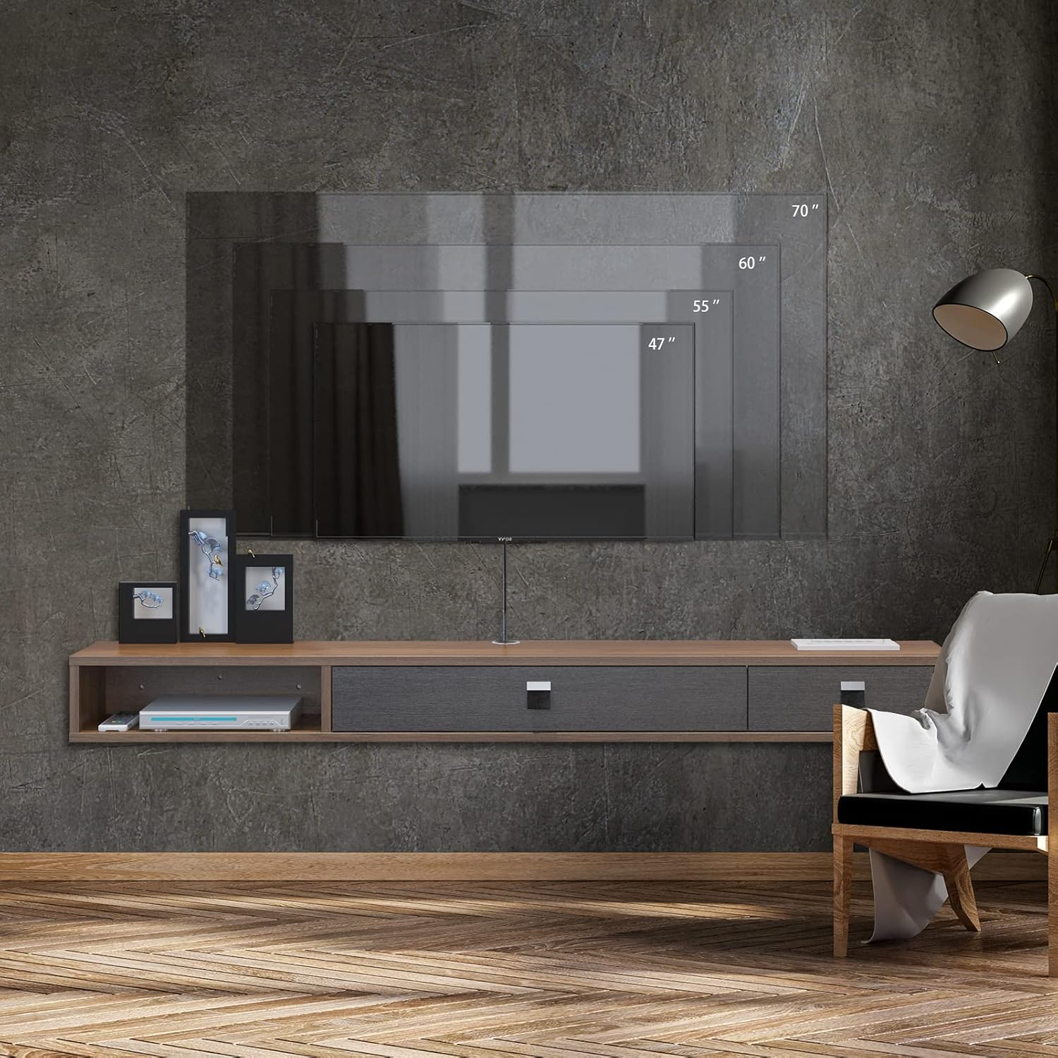 Mobile TV Galleggiante Sospeso 140cm, Dark - immagine 4