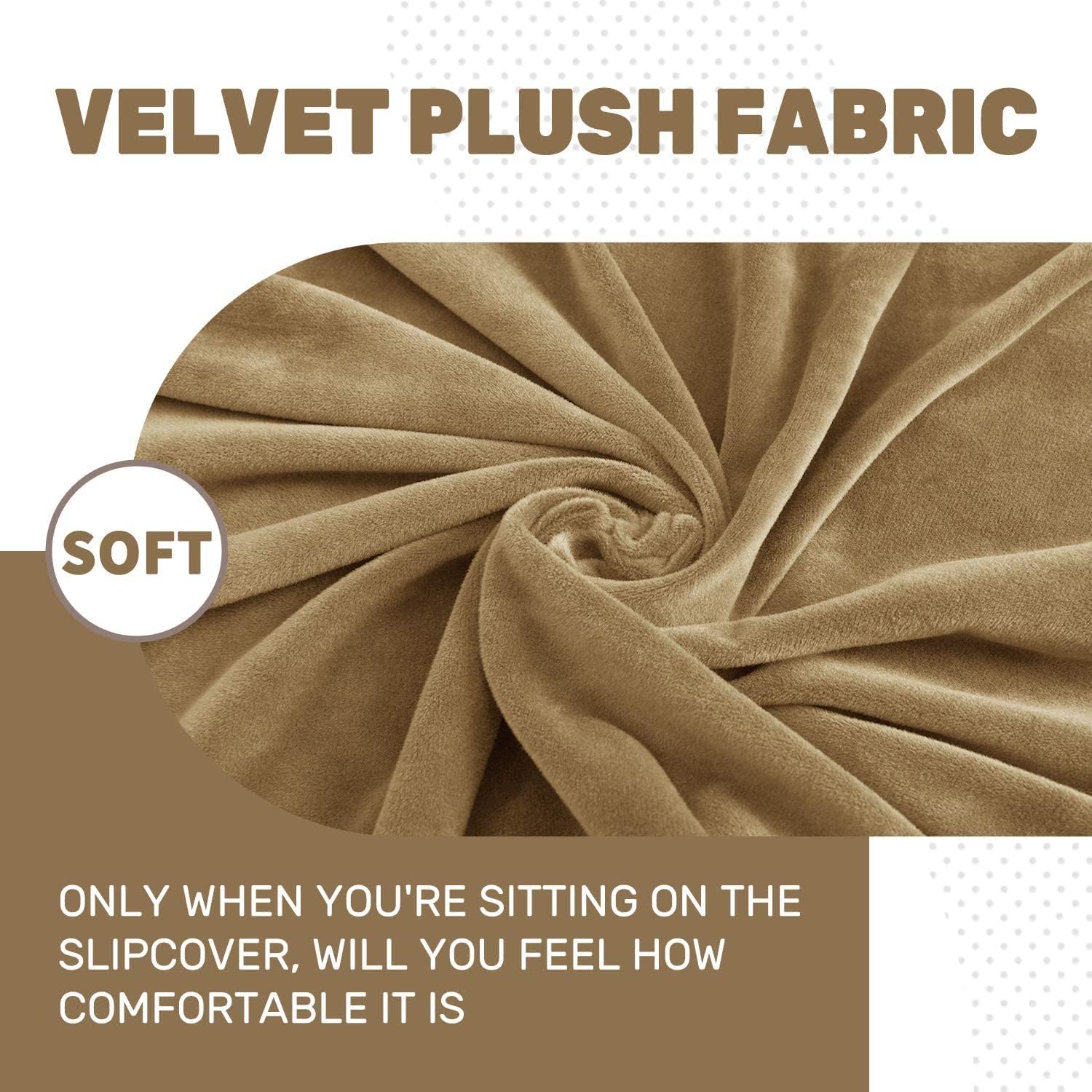 CHELZEN Copridivano Velluto Extra Large 4 Posti, Cammello - immagine 4