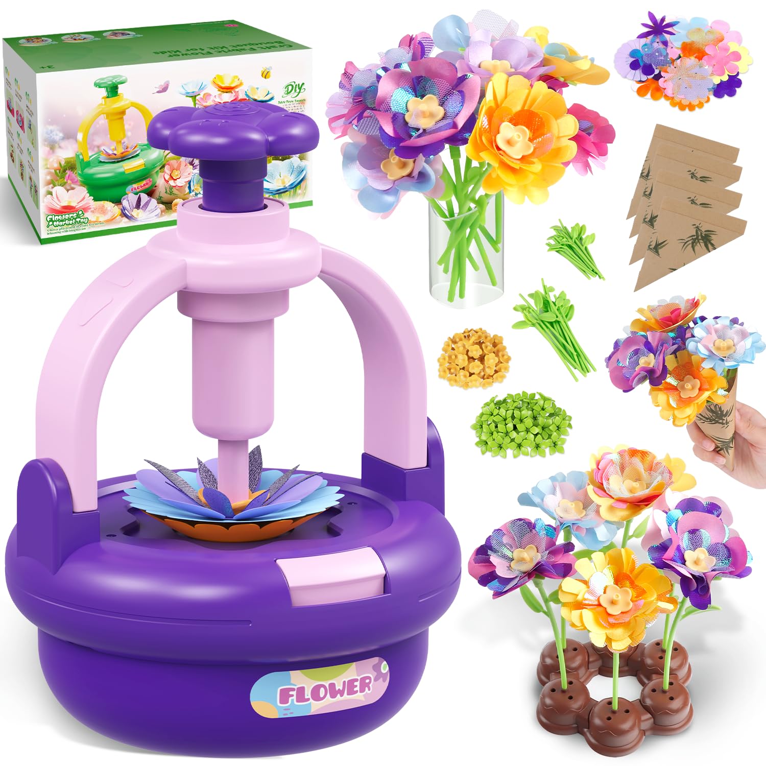 Tingingyuli Set Artigianato Fiori di Stoffa Fai da Te, Purple
