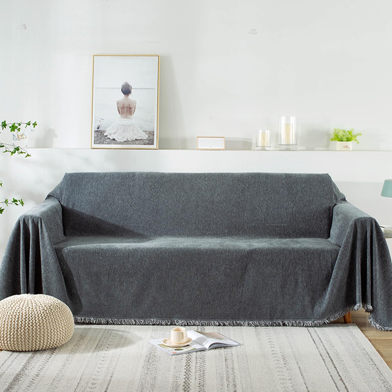 VanderHOME Copridivano in Ciniglia 180x420cm, Grigio Scuro