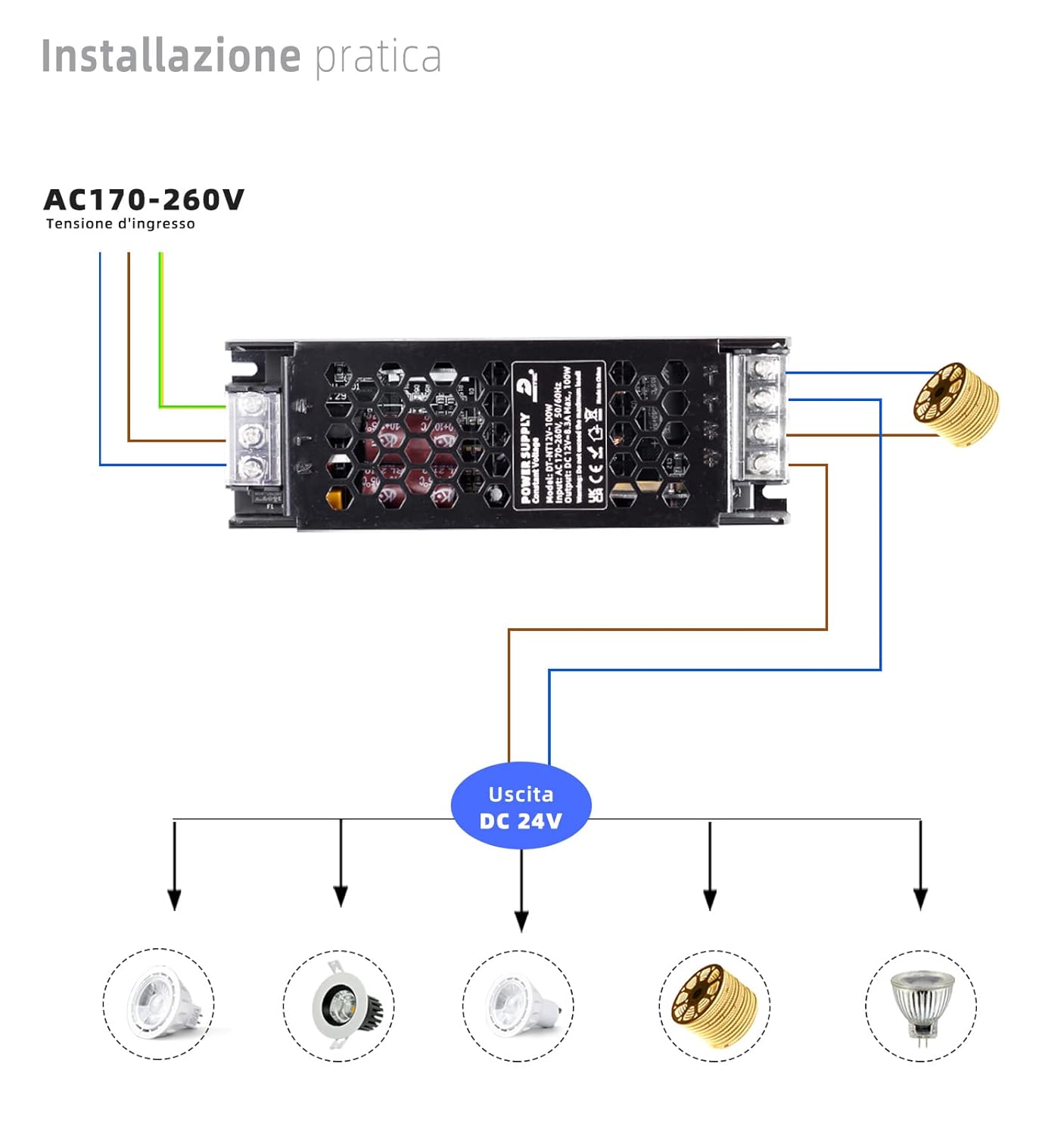 Dusktec Alimentatore 24V 400W 16,7A - immagine 5
