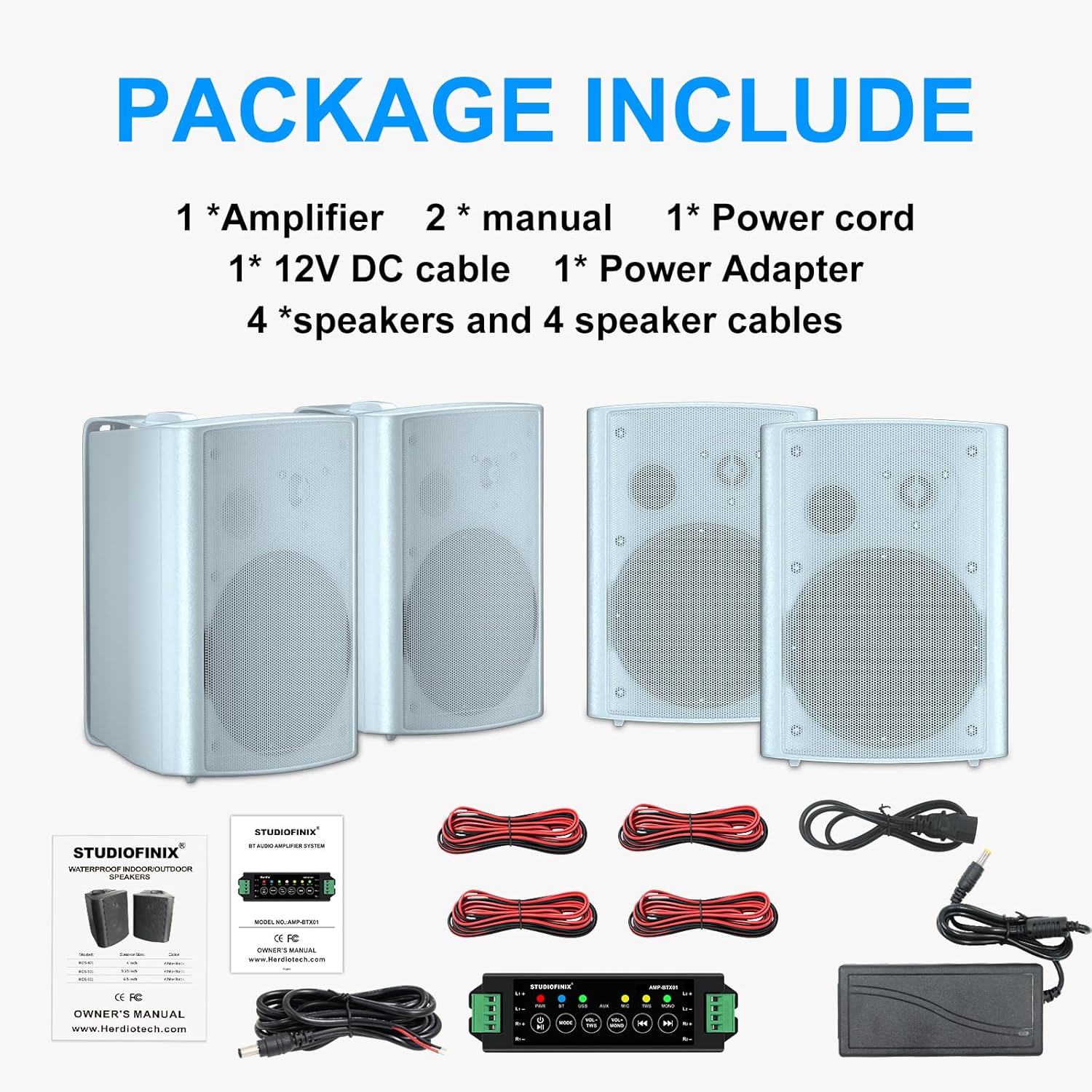 Studiofinix Altoparlanti Outdoor Wall Mount Bluetooth (2 Coppie) - immagine 2