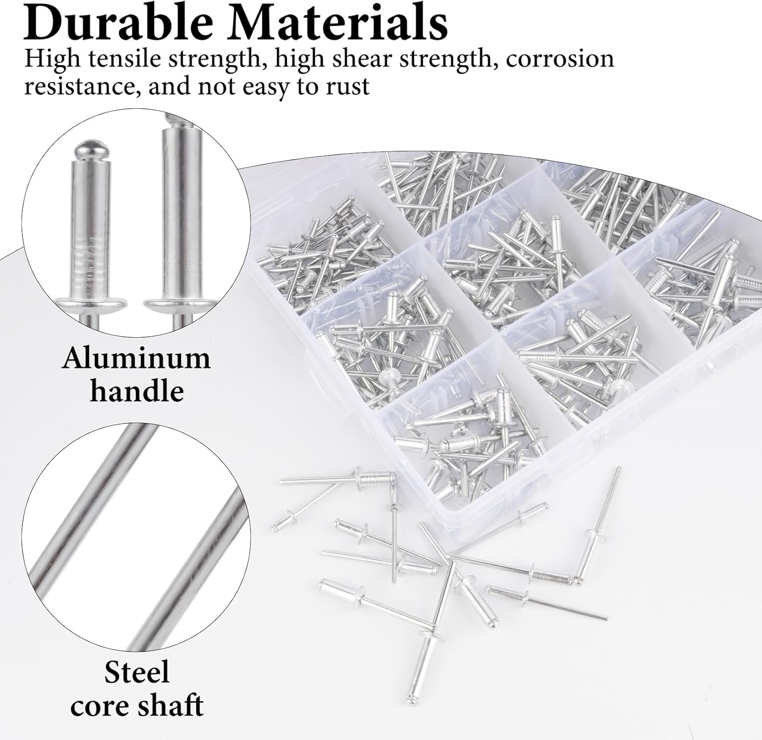 285 Pezzi Rivetti Ciechi in Alluminio, Argento - immagine 3