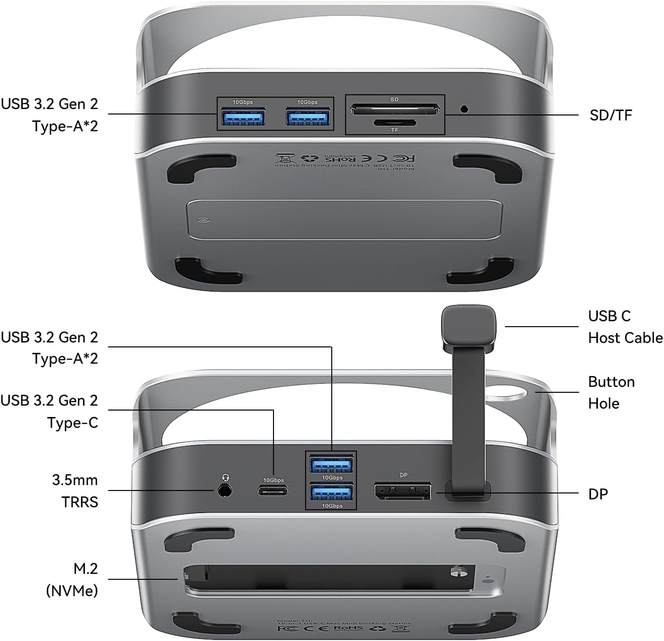 Vention Dock 10-in-1 Mac Mini M4/M4 Pro con DisplayPort 4K - immagine 3