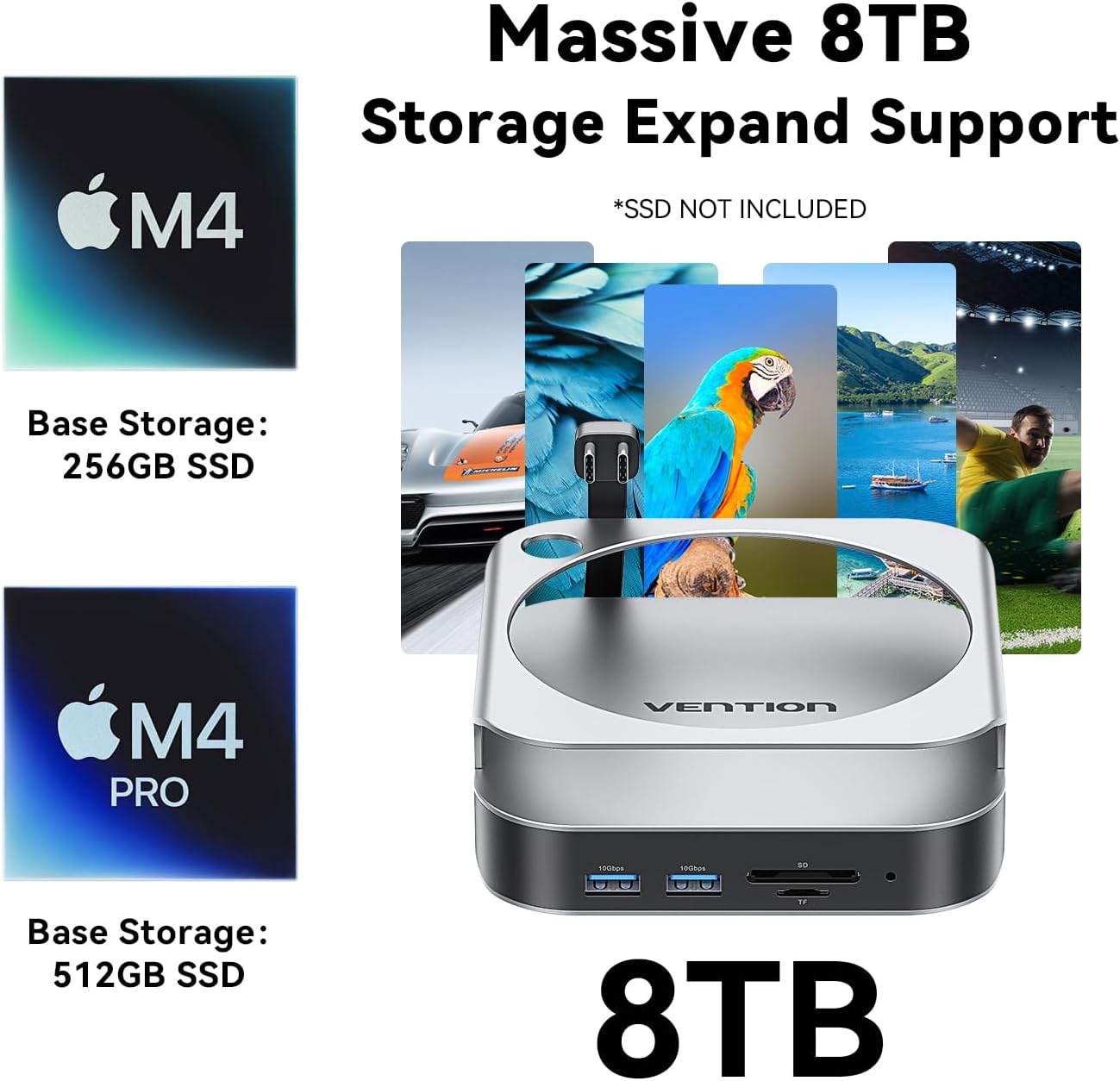 Vention Dock 10-in-1 Mac Mini M4/M4 Pro con DisplayPort 4K - immagine 5