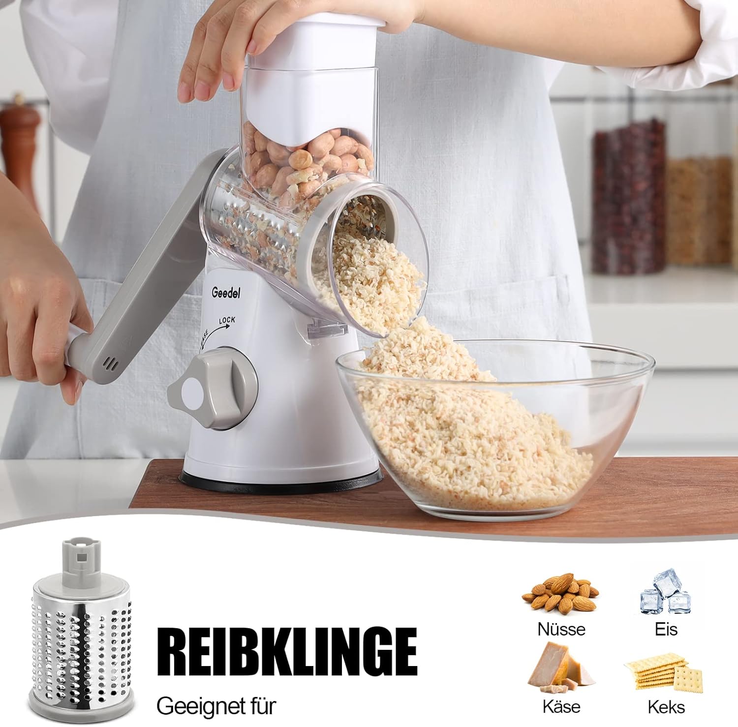 Grattugia per Formaggio Rotante con 3 Lame - immagine 5