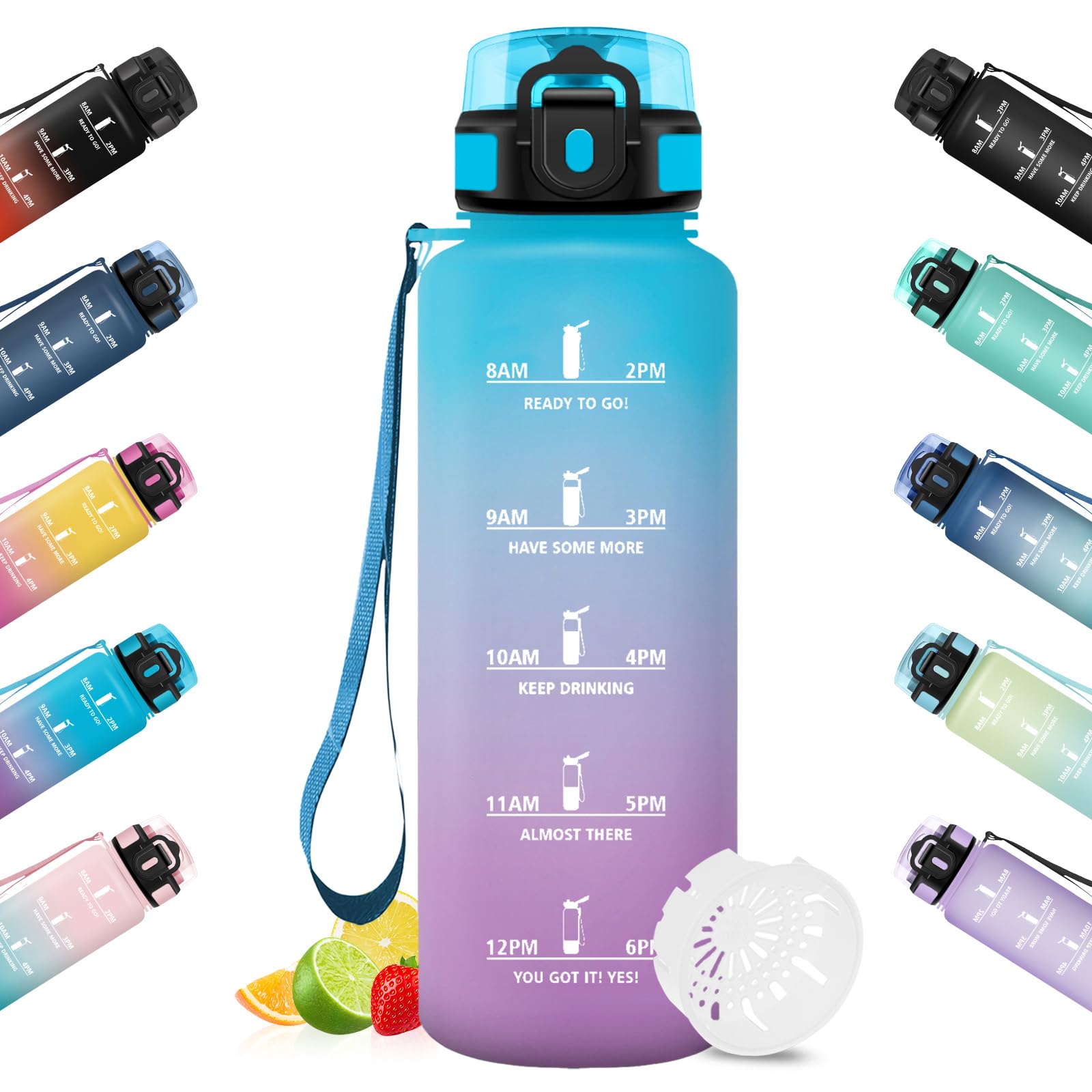 Honeyholly Borraccia 1,5 Litri con Indicatore del Tempo