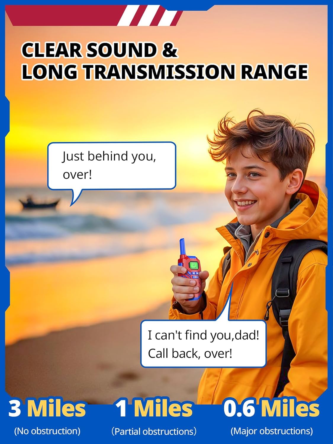 Walkie-Talkie Bambini Ricaricabili 48h, 3km di Raggio - immagine 3