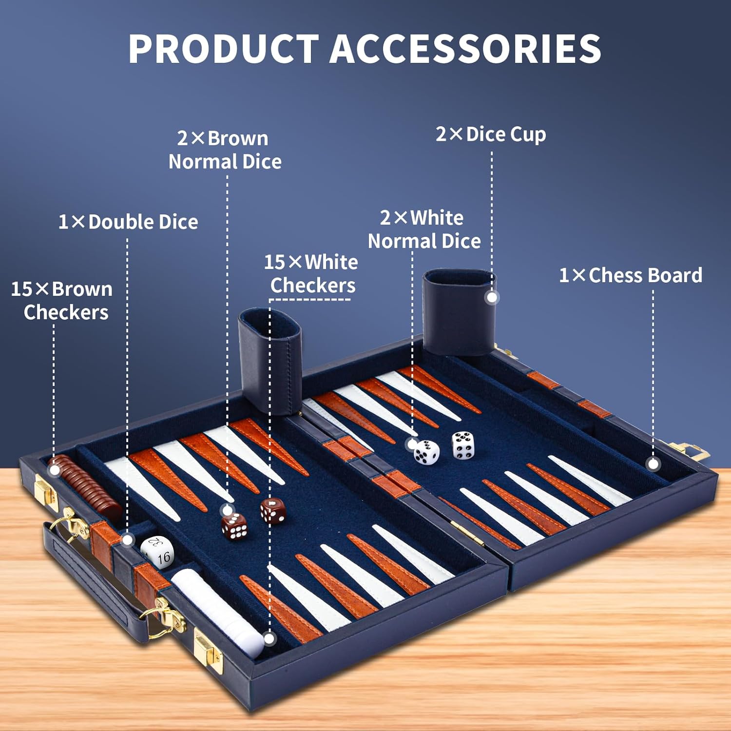 Set Backgammon da Viaggio 11 Pollici, Blu Marino - immagine 3