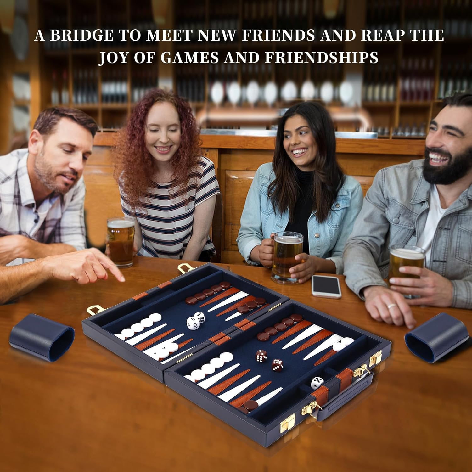 Set Backgammon da Viaggio 11 Pollici, Blu Marino - immagine 5