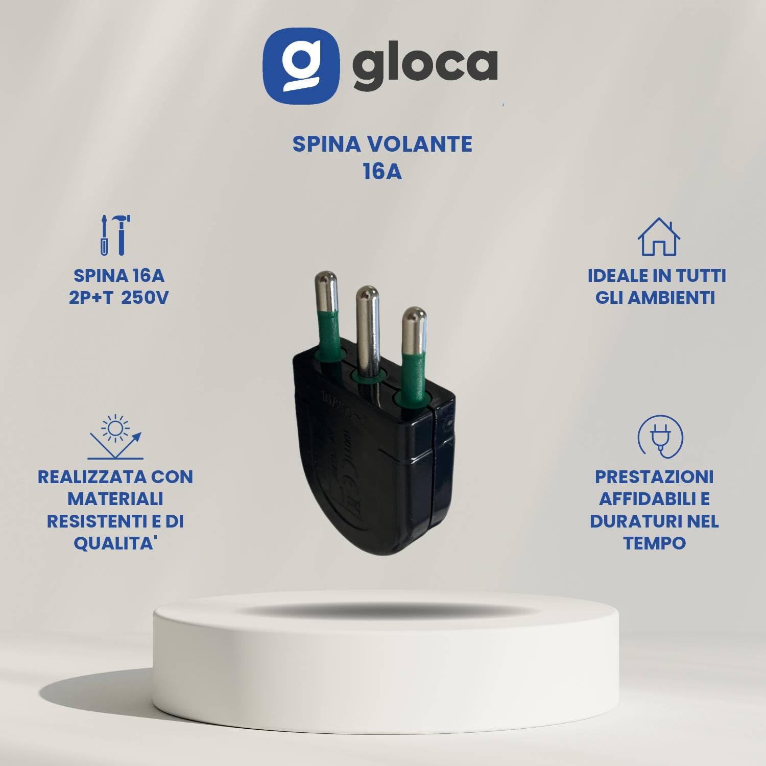 Gloca 5x Spina Volante 16A 2P+T Nera - immagine 2