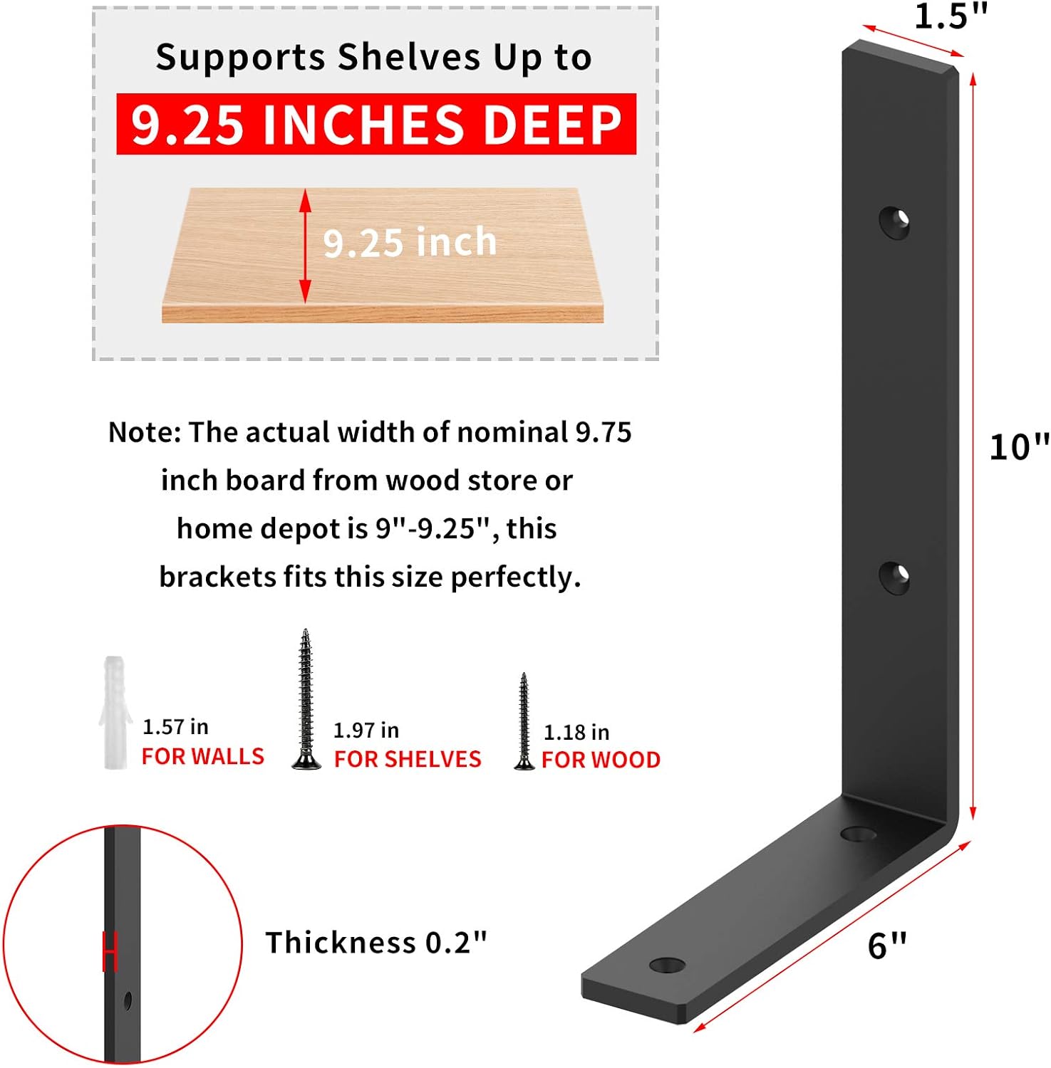 Staffe per Mensole a L 25,4cm - 6 Pezzi - immagine 2