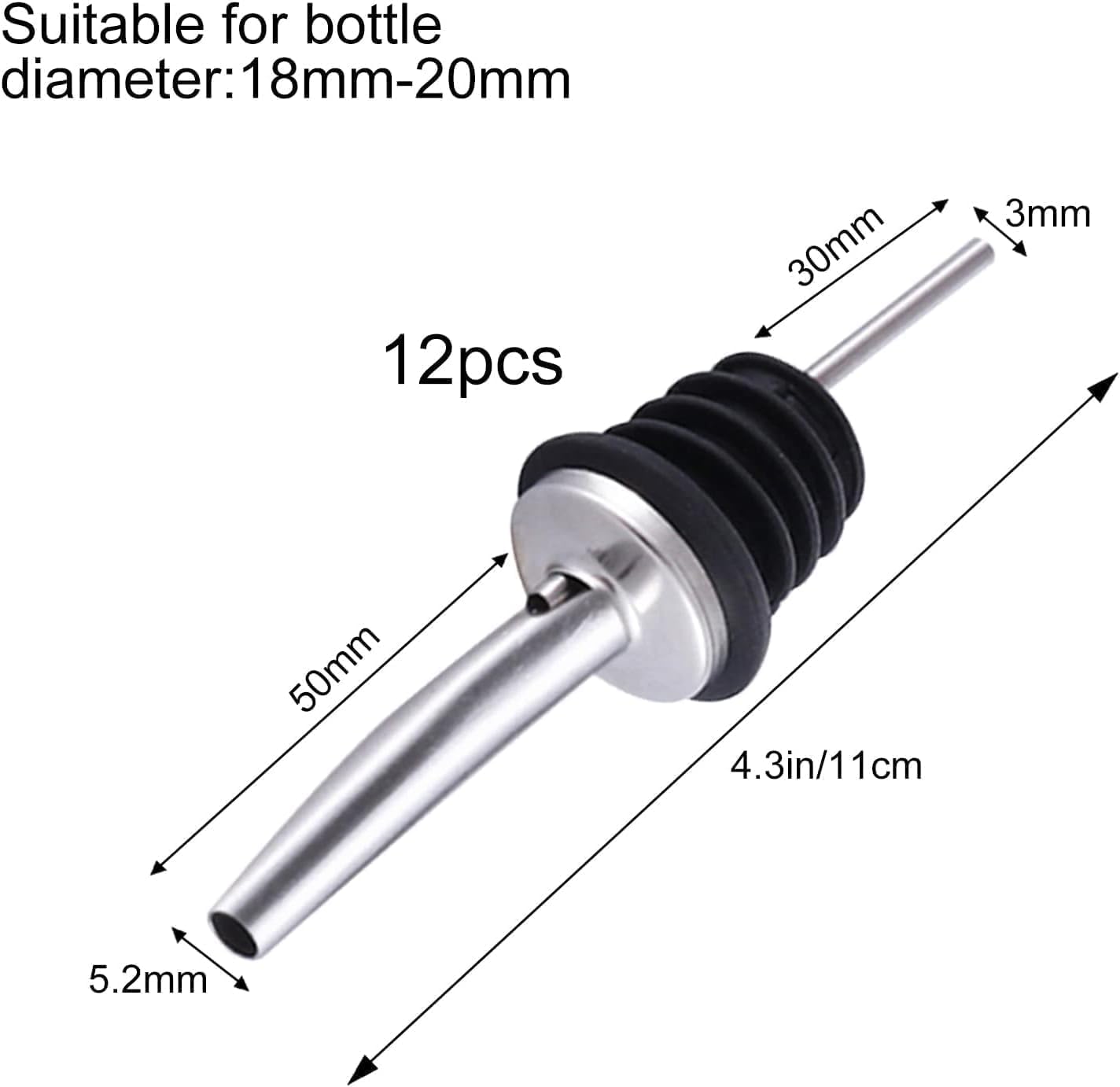 12 Pezzi Versatori in Acciaio Inox con Cappucci - immagine 2