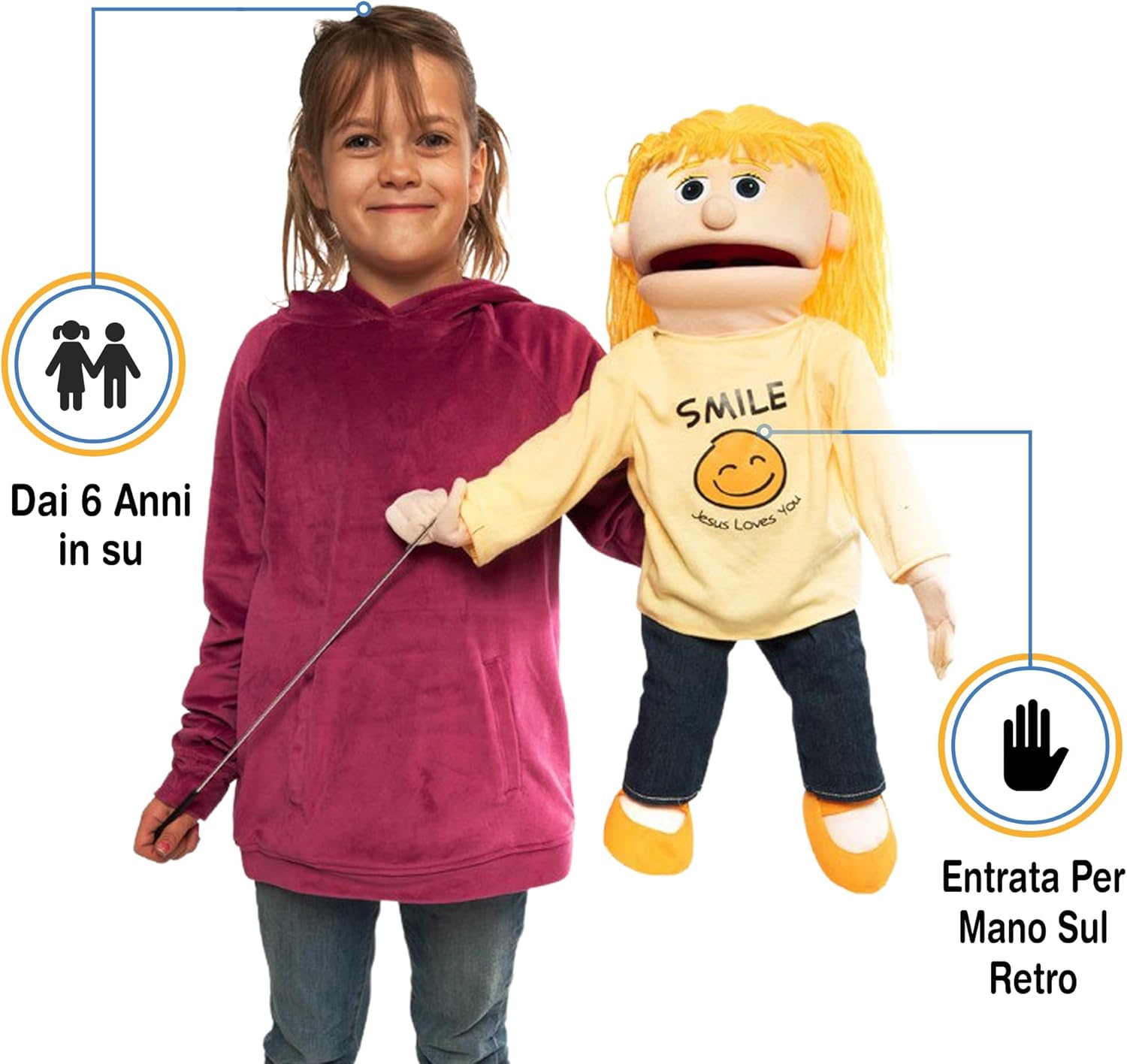 Smile Jesus Loves You | 25" Full Body Girl Puppet by Silly Puppets - immagine 2