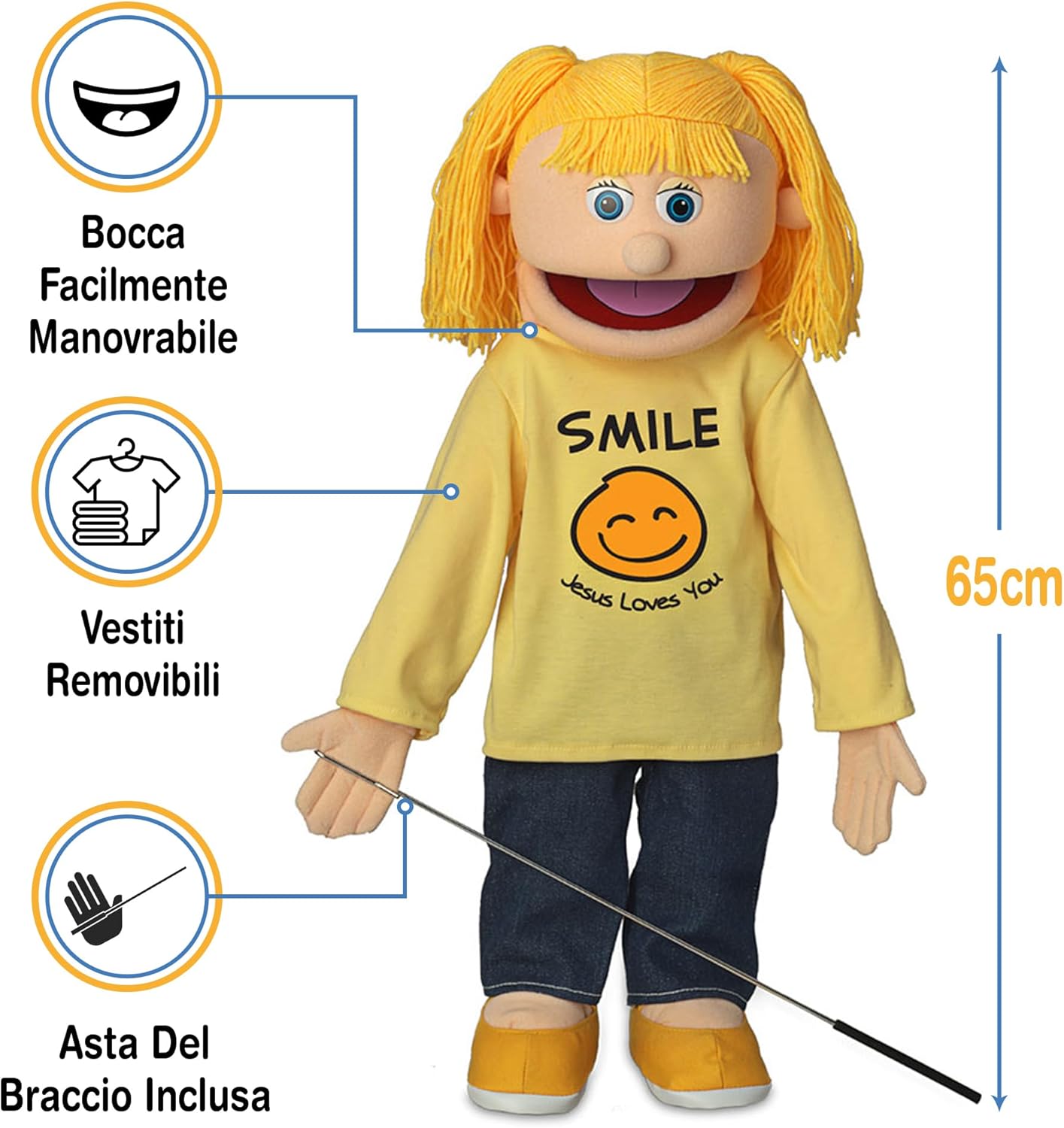 Smile Jesus Loves You | 25" Full Body Girl Puppet by Silly Puppets - immagine 3