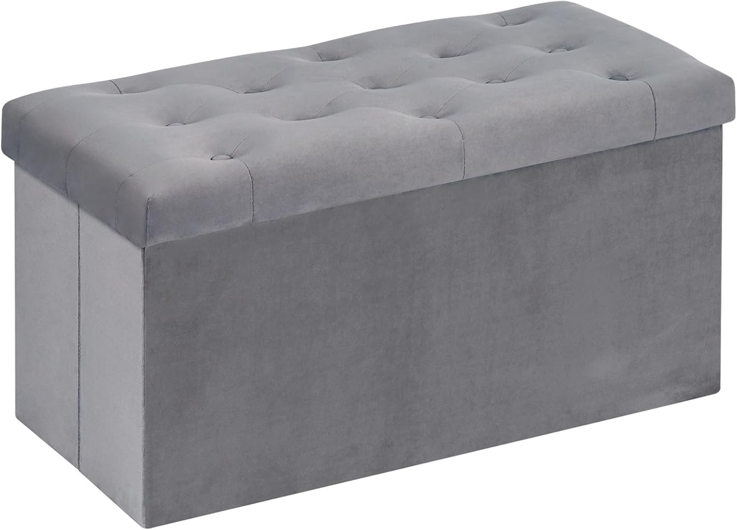 Bonlife Pouf Contenitore Velluto 80x40x40cm, Grigio - immagine 1
