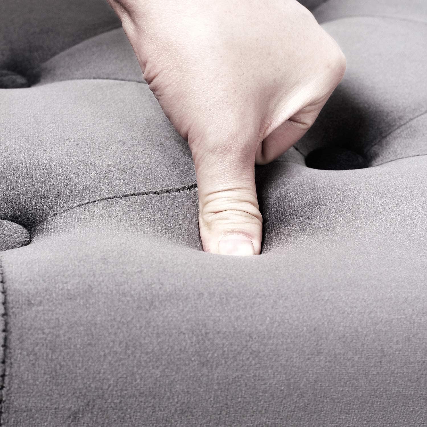 Bonlife Pouf Contenitore Velluto 80x40x40cm, Grigio - immagine 6