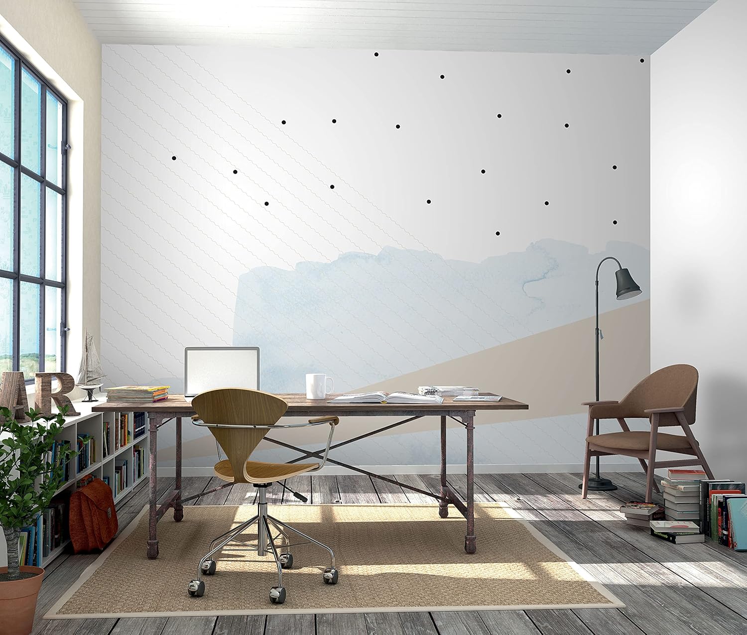 Rasch Carta da Parati Young Artists - Linee Geometriche Blu/Bianco - immagine 4