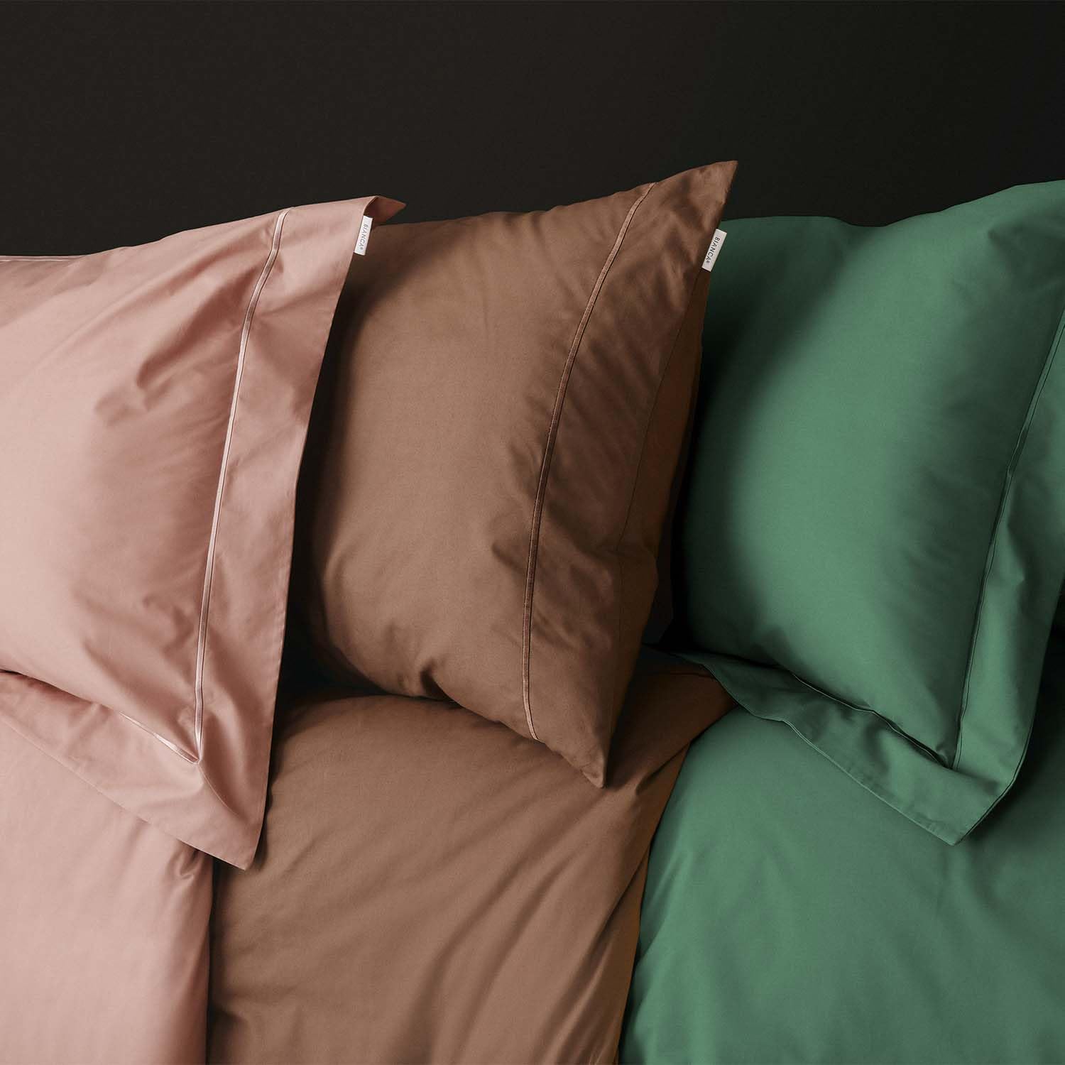 Bianca Plain Dyed Percale Jade Parure Copripiumino - immagine 2