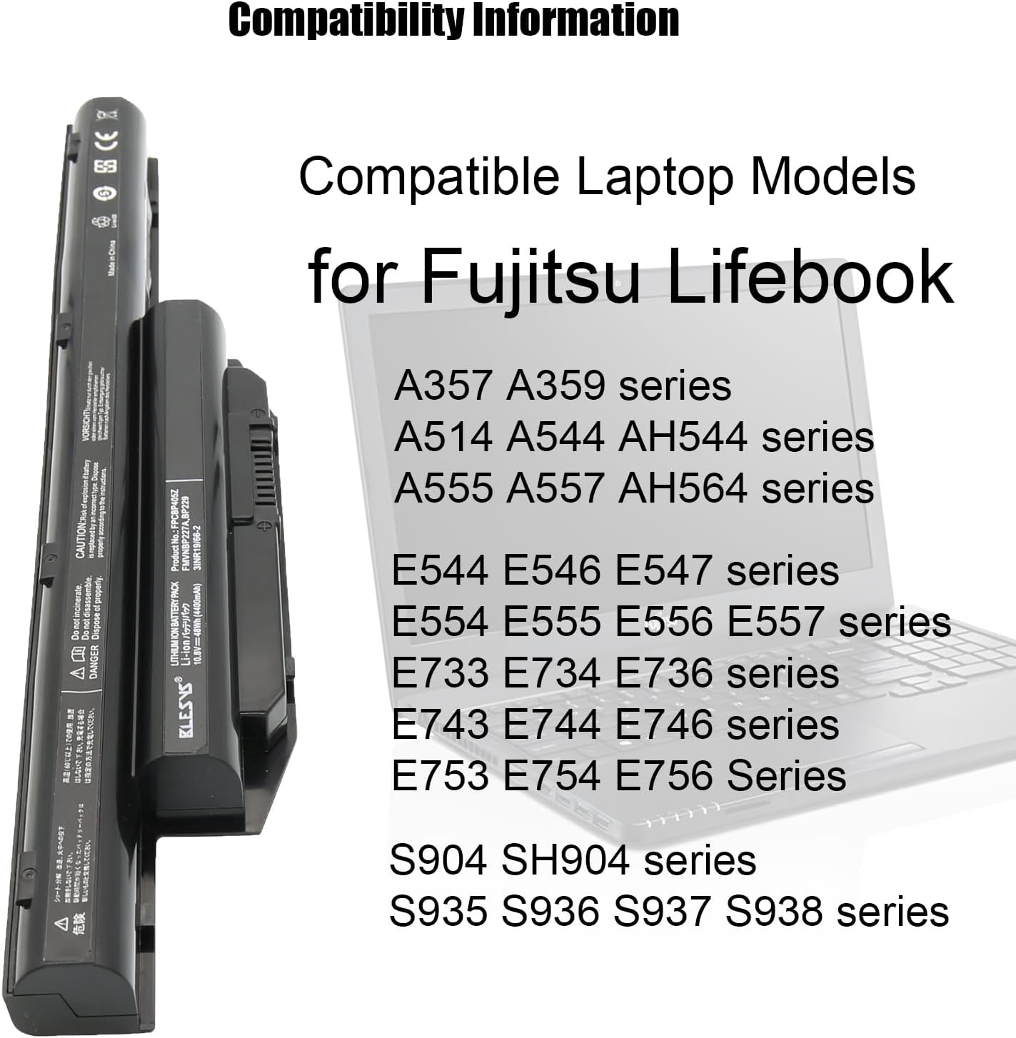 Blesys Batteria 4400mAh 10.8V per Fujitsu Lifebook - immagine 3