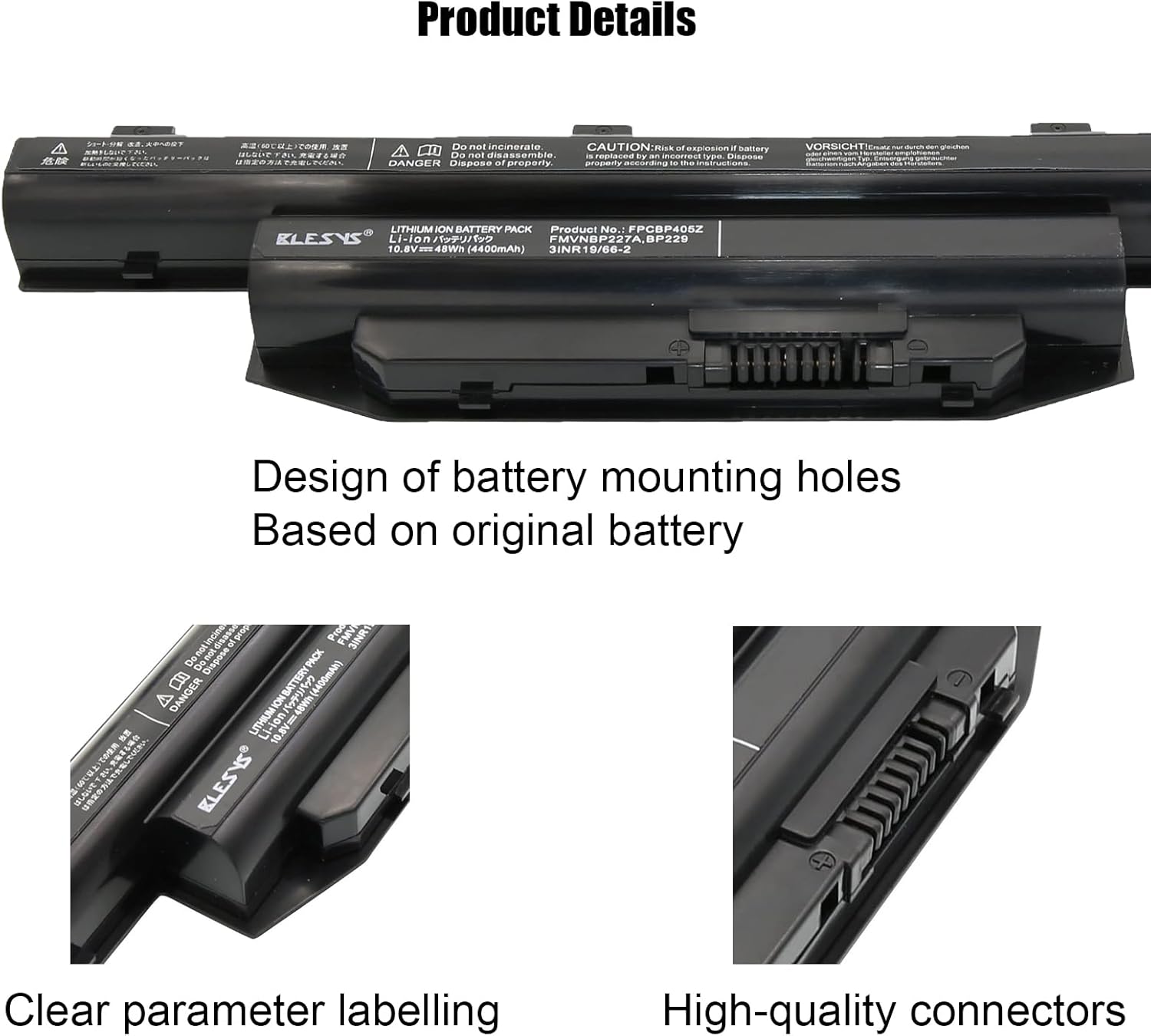 Blesys Batteria 4400mAh 10.8V per Fujitsu Lifebook - immagine 4