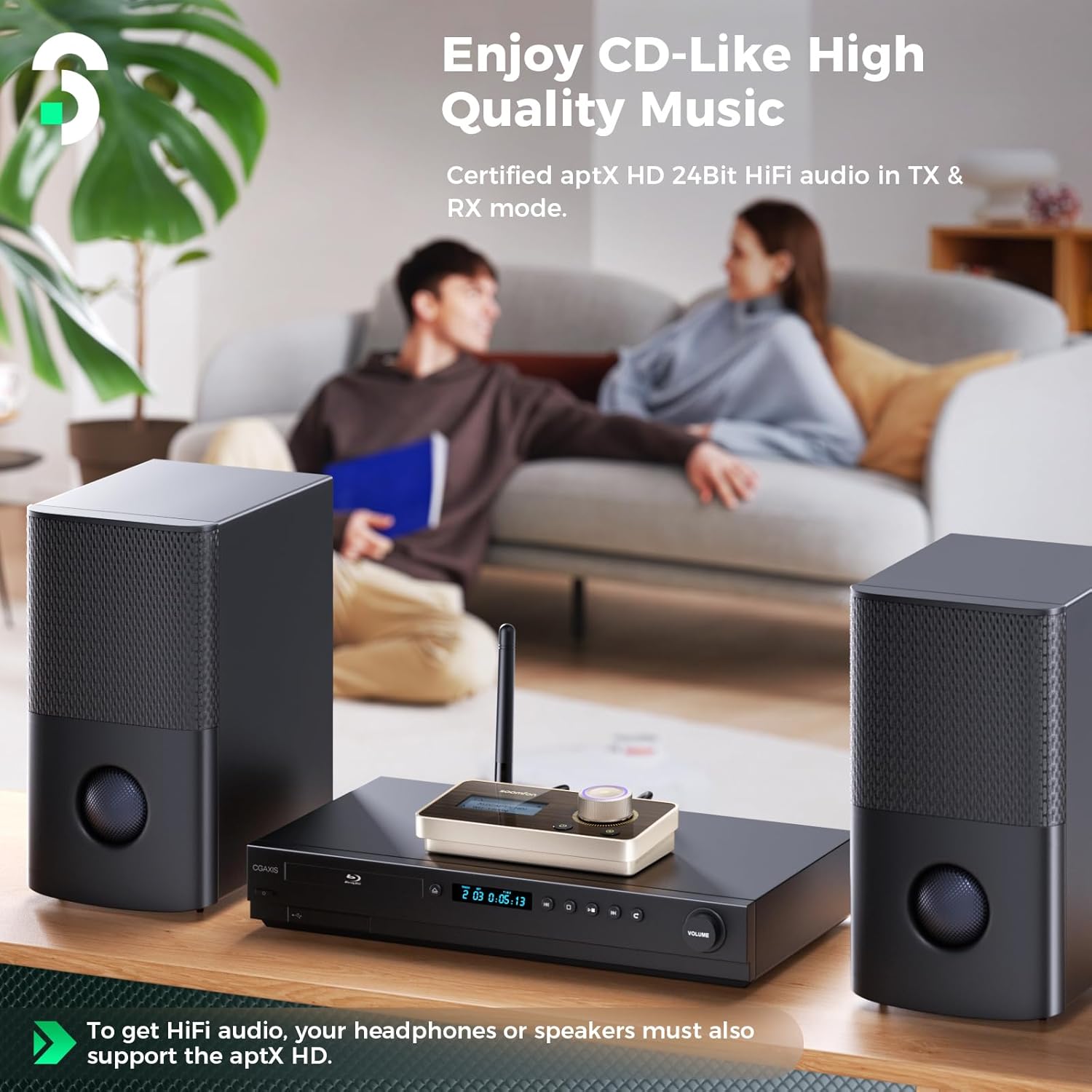 Soomfon Trasmettitore Ricevitore Audio Bluetooth 5.2 - immagine 3