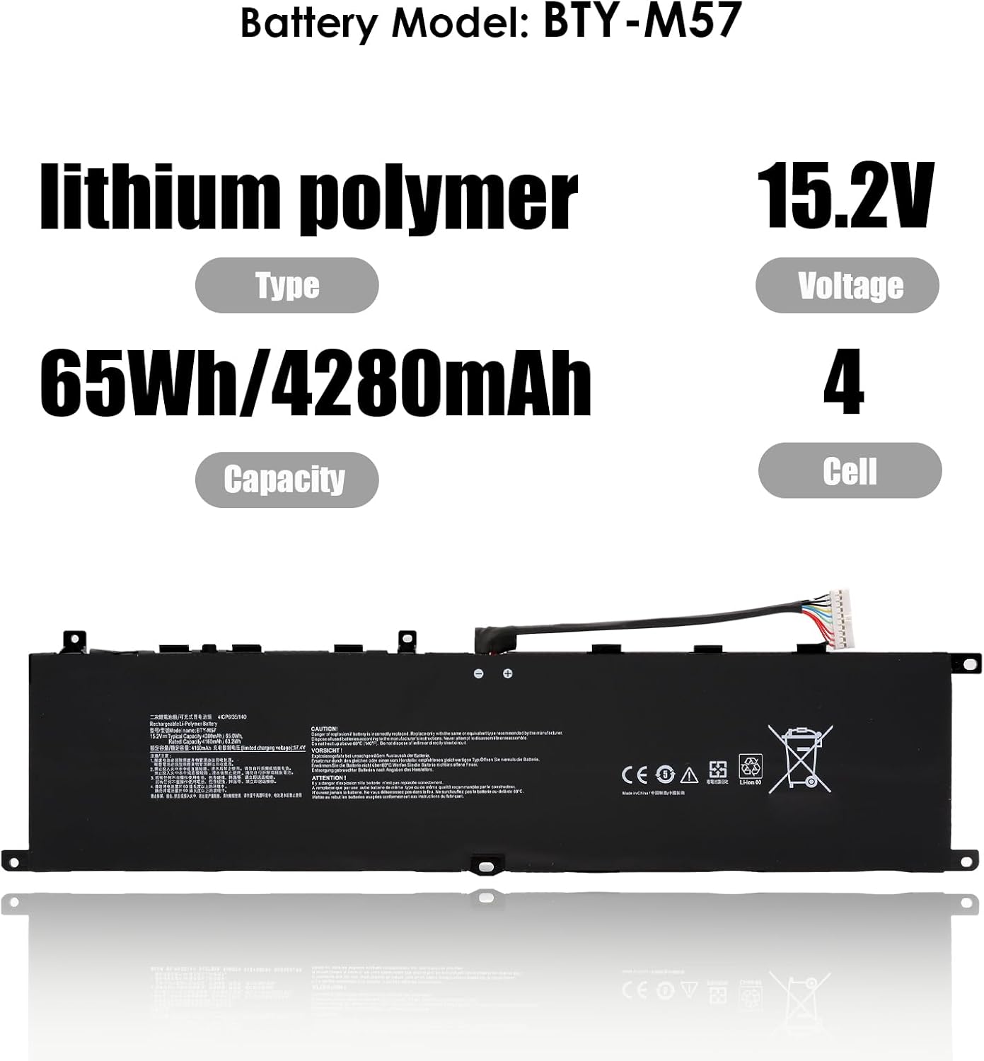 Blesys BTY-M57 Batteria 65Wh per MSI GP66 GP76 Leopard - immagine 2