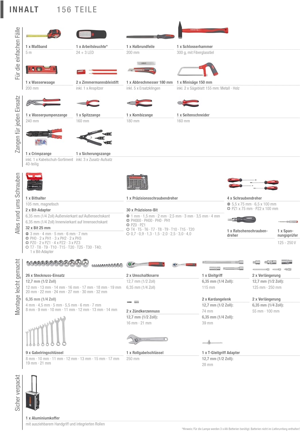 Meister Trolley con attrezzi, 156 pezzi, 8971440 - immagine 4
