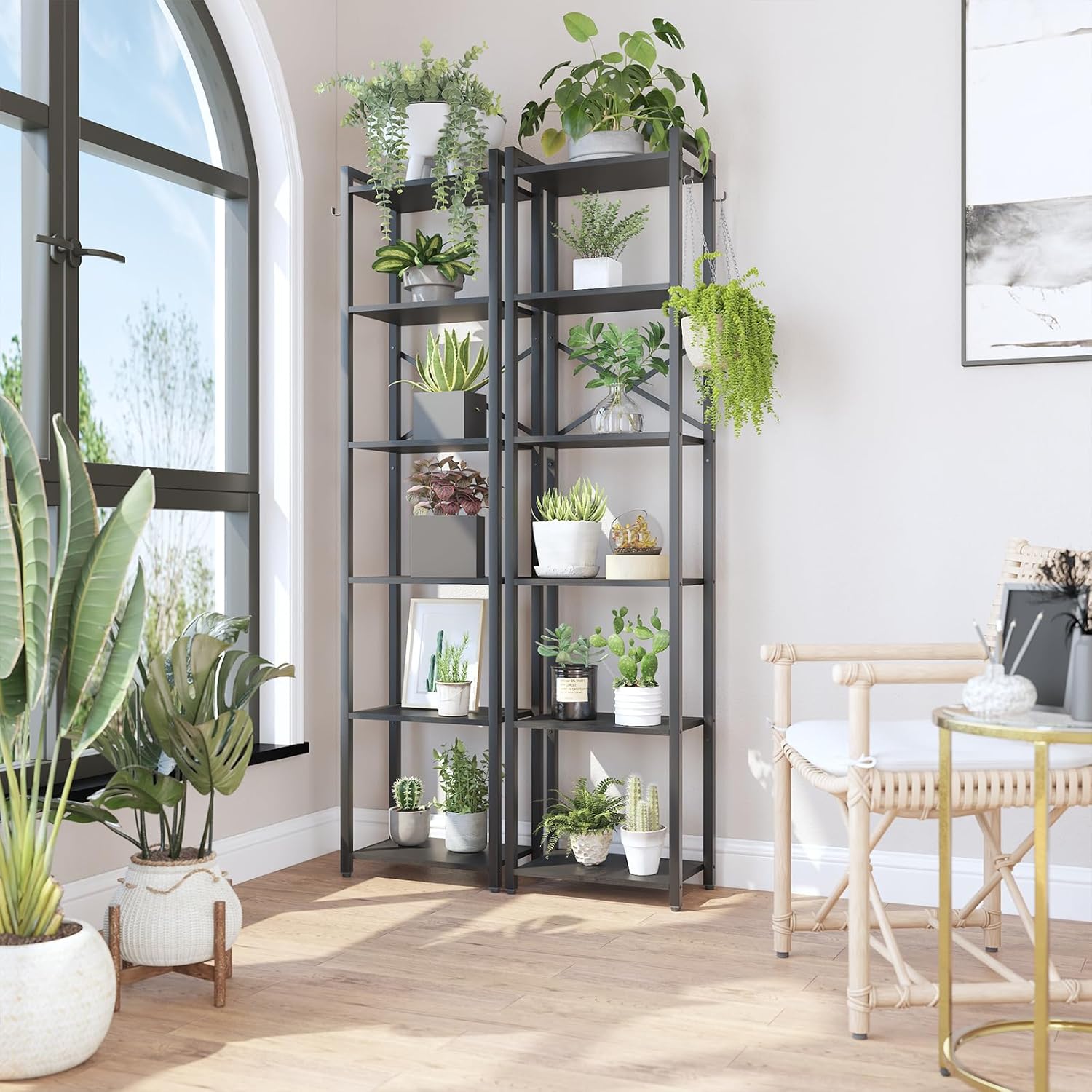 Ymyny Scaffale a 6 Livelli Stile Industriale, Nero - immagine 7