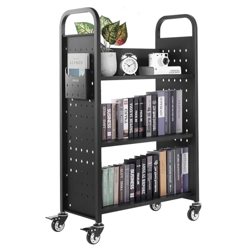 Vevor Carrello Portalibri con Ruote 770x380x1220mm, Nero