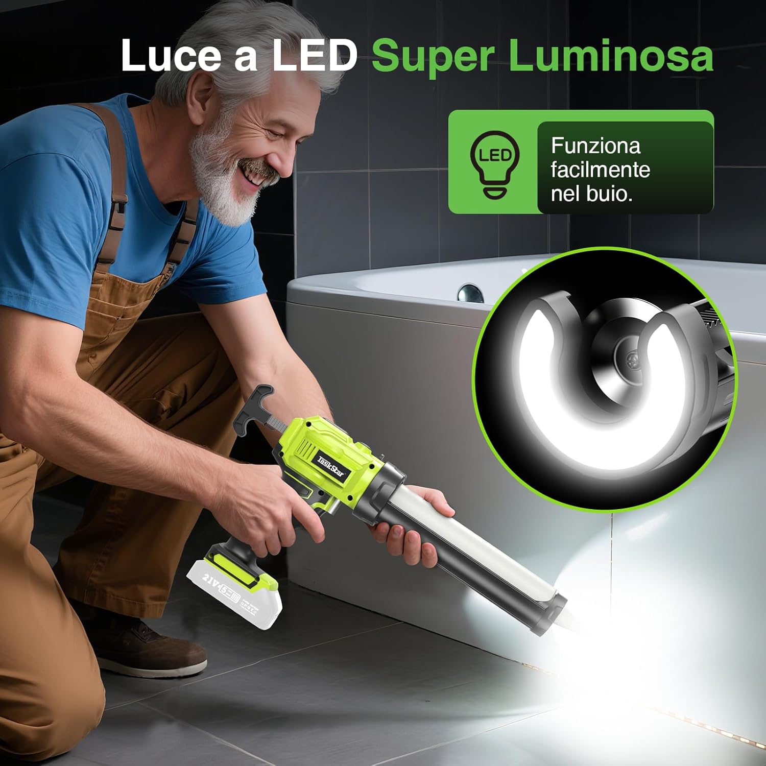 TaskStar Pistola Silicone a Batteria con Luce-LED - immagine 6