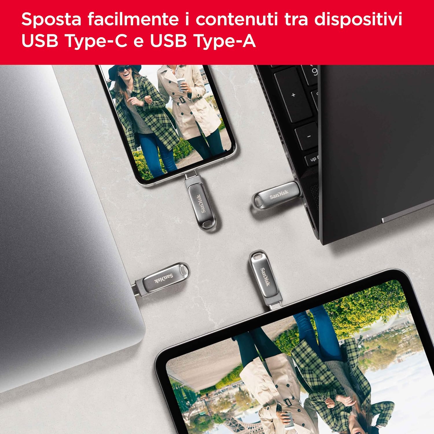 Sandisk 256GB Ultra Dual Drive Luxe USB Type-C - immagine 3