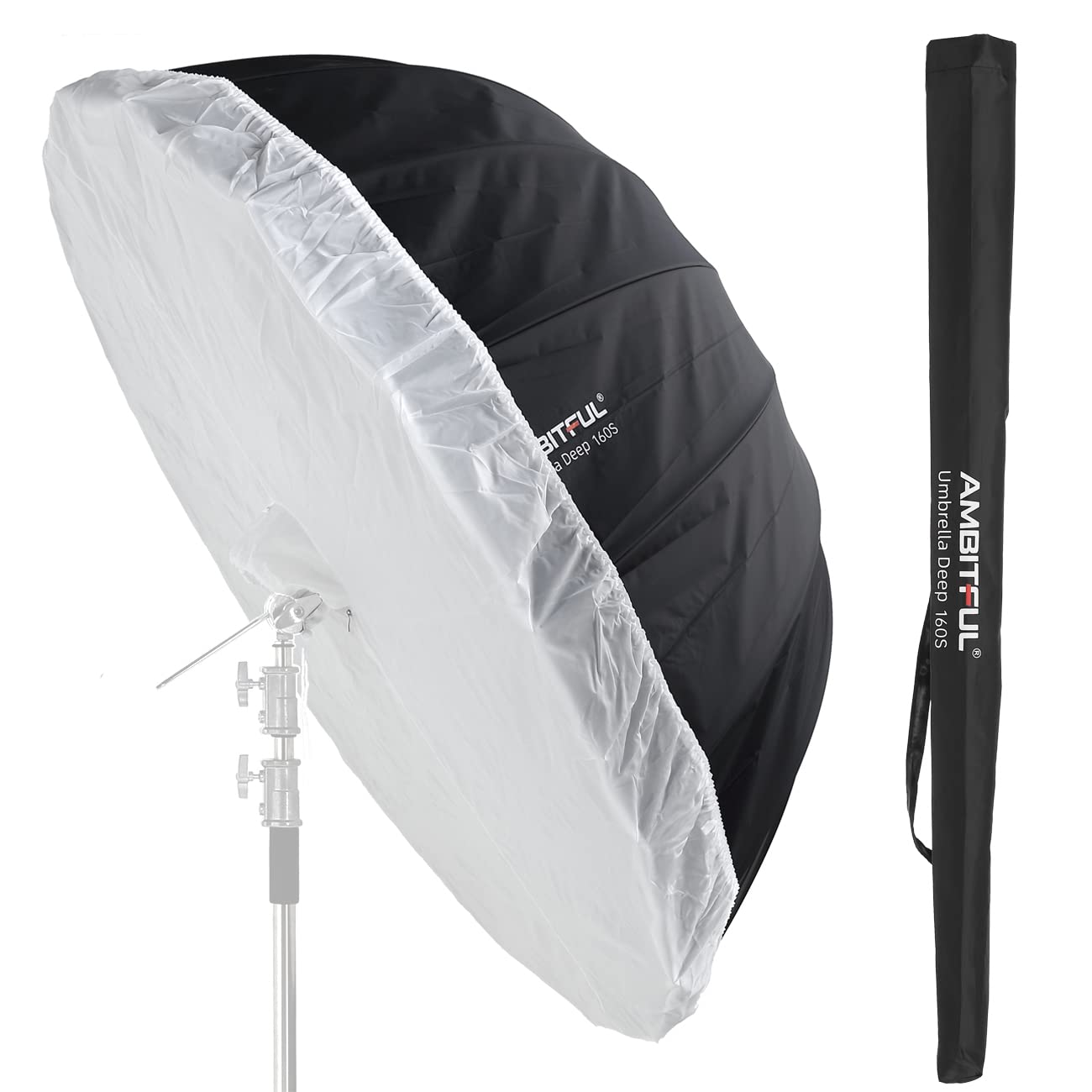 AMBITFUL UB-160W Ombrello Studio Parabolico Bianco 160cm