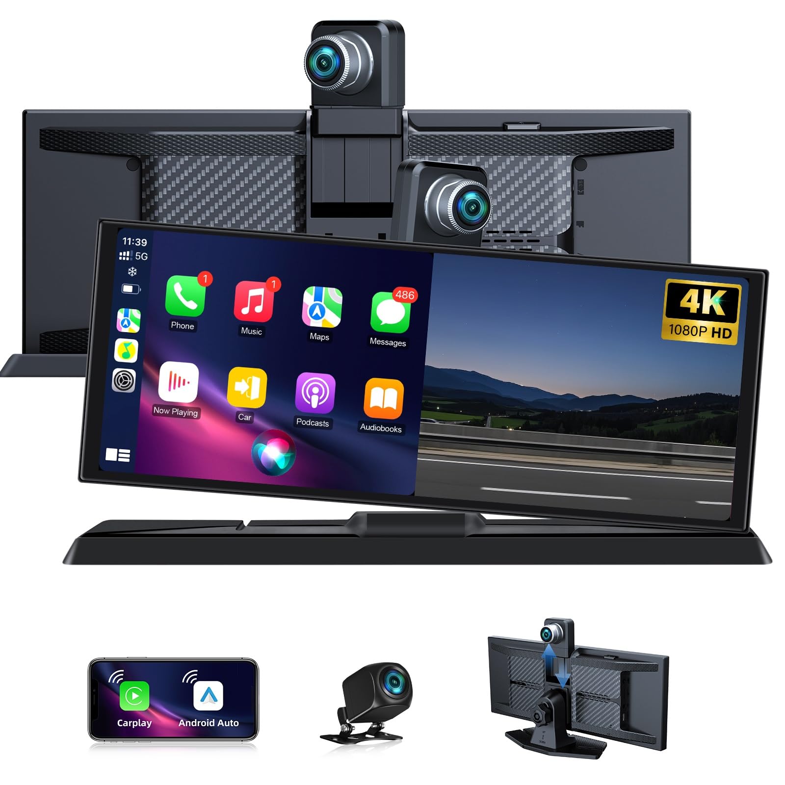 Carplay Auto Schermo 11,3 Pollici con Staffa di Supporto