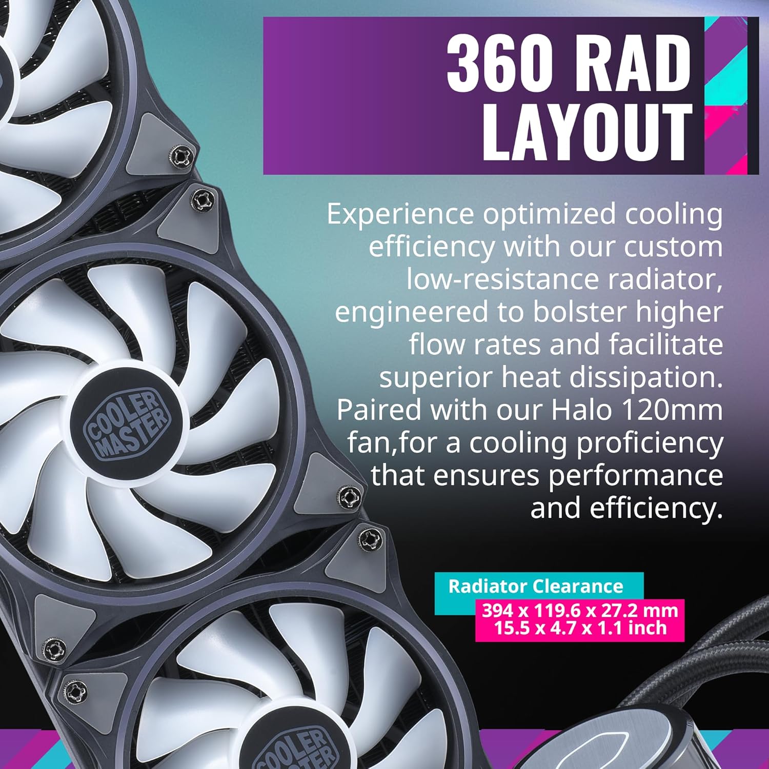 Cooler Master MasterLiquid ML360 Illusion ARGB AIO CPU Cooler - immagine 7