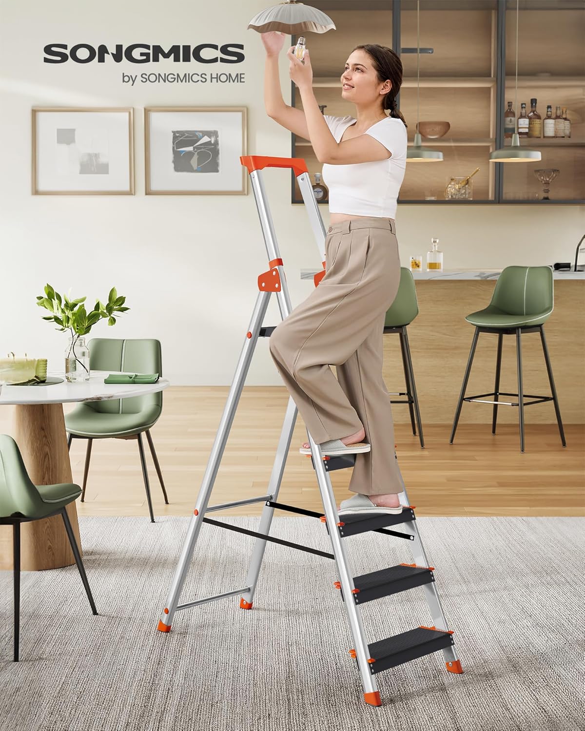 Songmics Scaletta Pieghevole 6 Gradini Alluminio 150kg - immagine 2